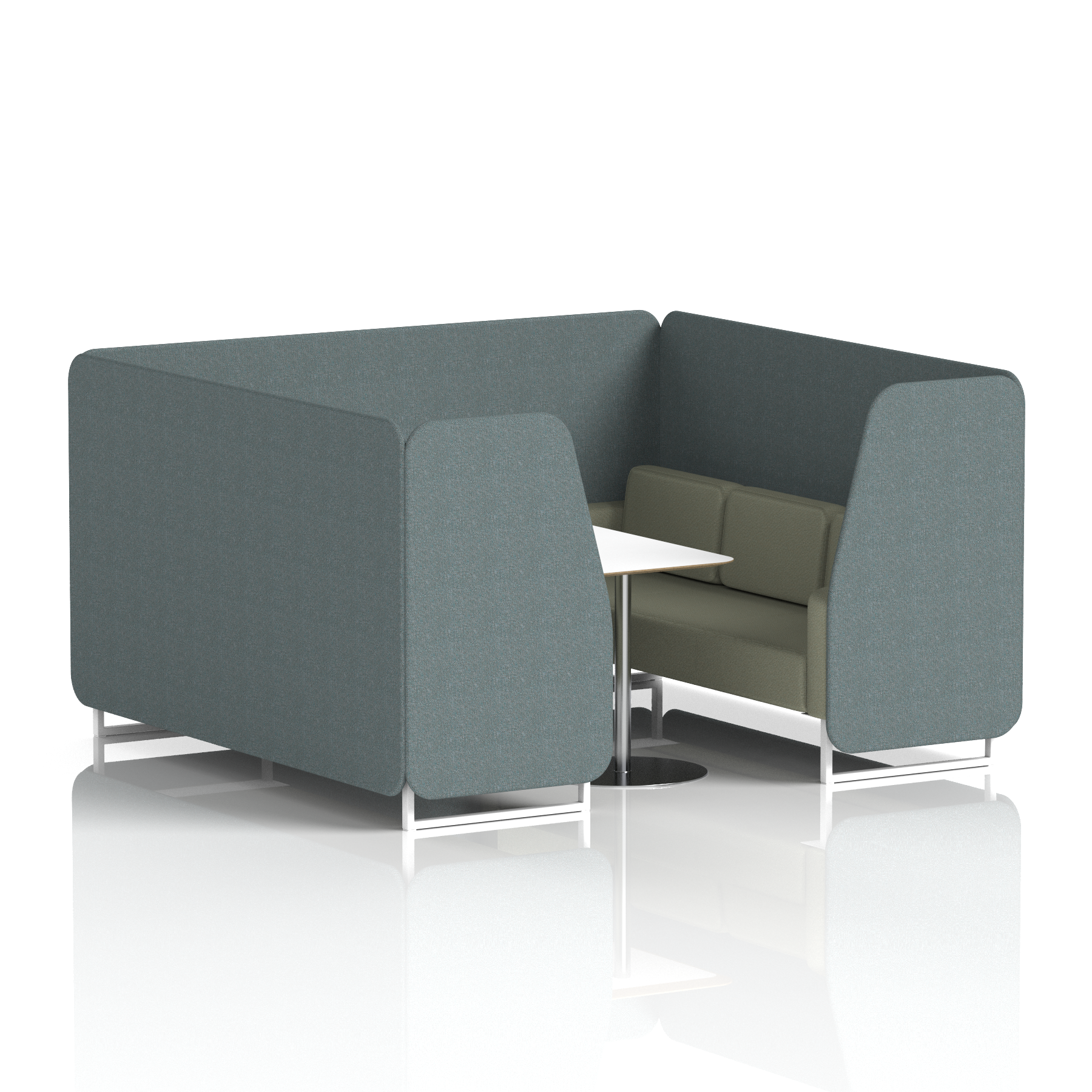 Brixworth Booth With White Legs And White Table In Two Tone 6 Seater Kobe Panels And Tokyo Sofa Band 5 - Sumi