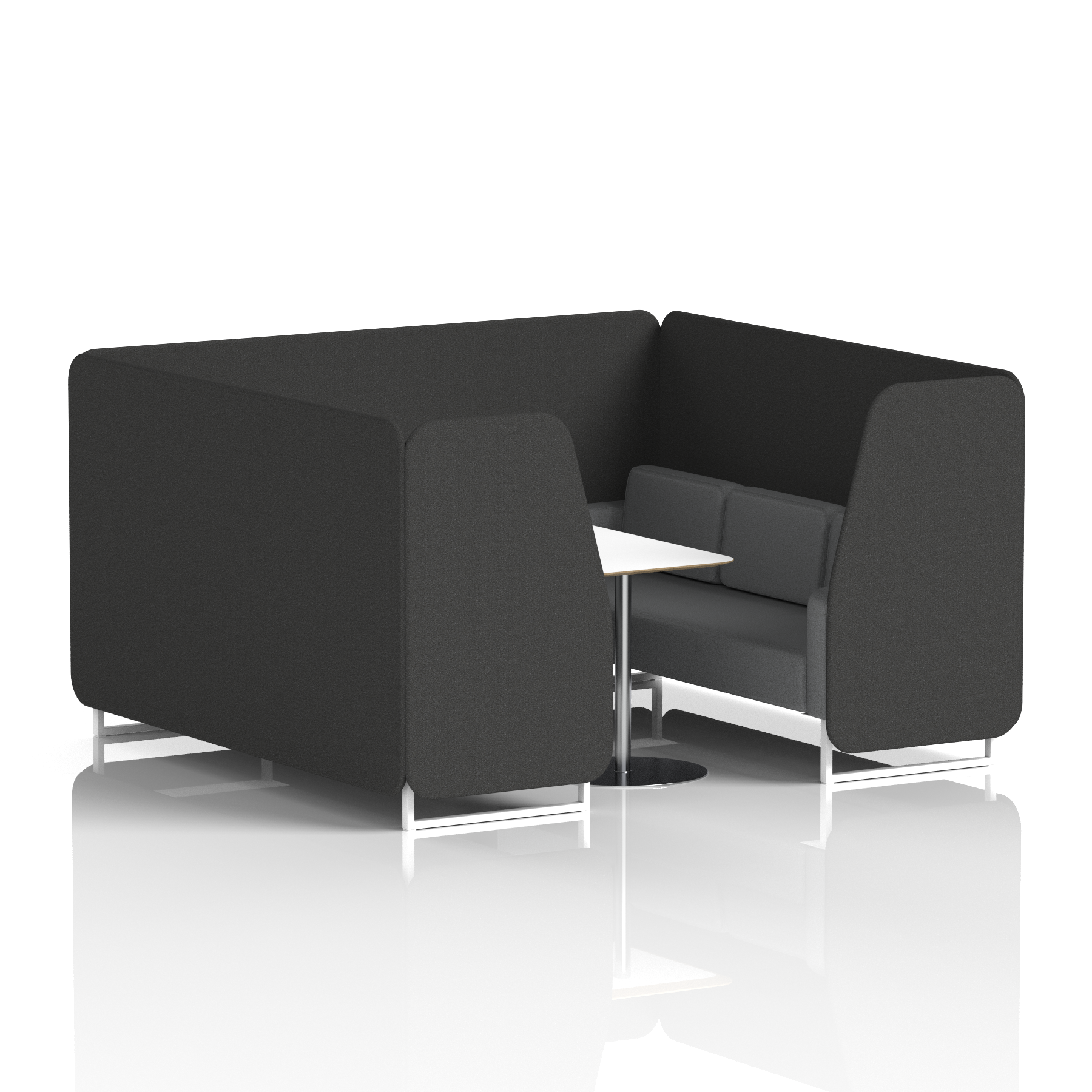 Brixworth Booth With White Legs And White Table In Two Tone 6 Seater Osaka Panels And Zen Sofa Band 5 - Sumi