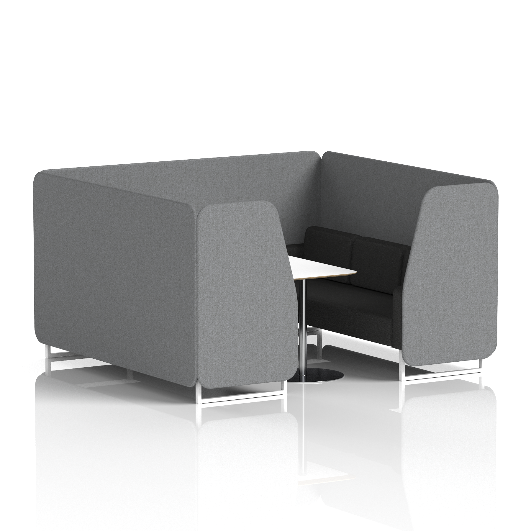 Brixworth Booth With White Legs And White Table In Two Tone 4 Seater Tokyo Panels And Kobe Sofa Band 5 - Sumi