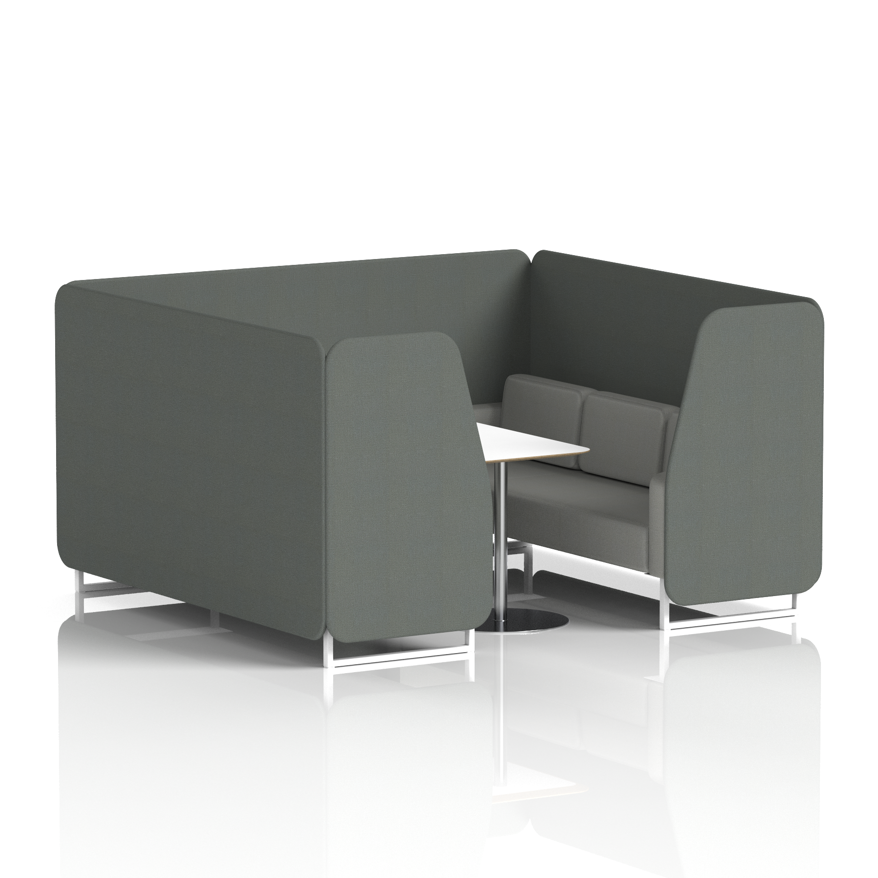 Brixworth Booth With White Legs And White Table In Two Tone 4 Seater Uto Panels And Handa Sofa Band 5 - Sumi