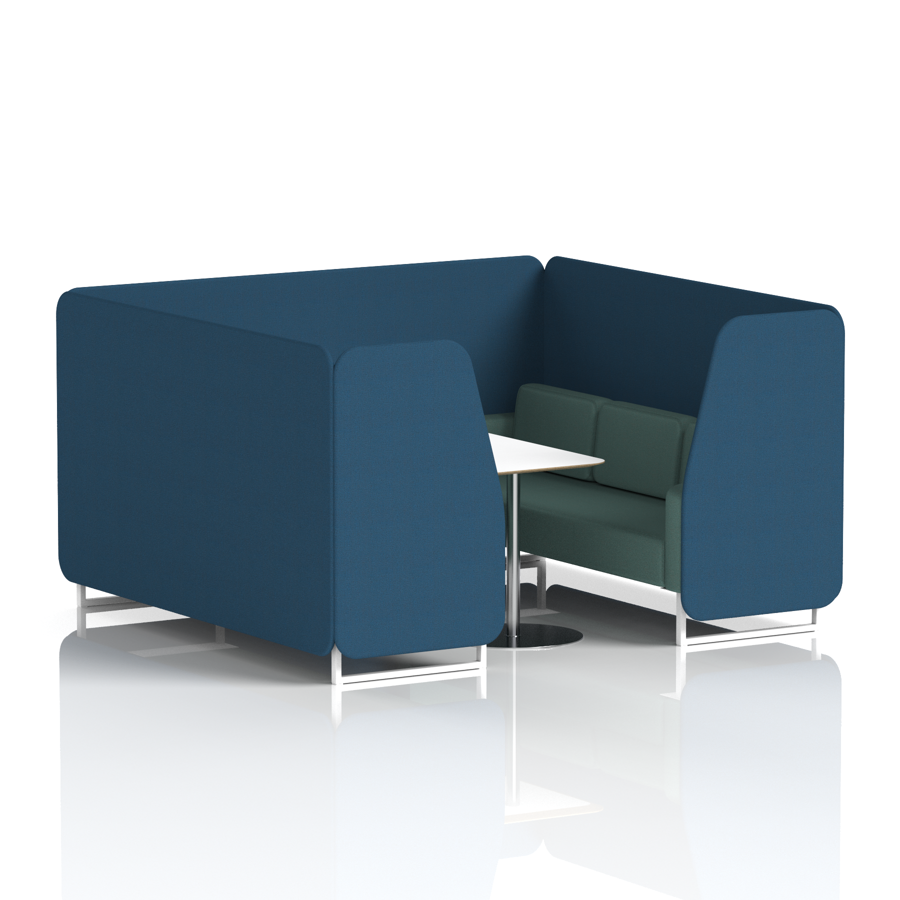 Brixworth Booth With White Legs And White Table In Two Tone 4 Seater Zen Panels And Osaka Sofa Band 5 - Sumi