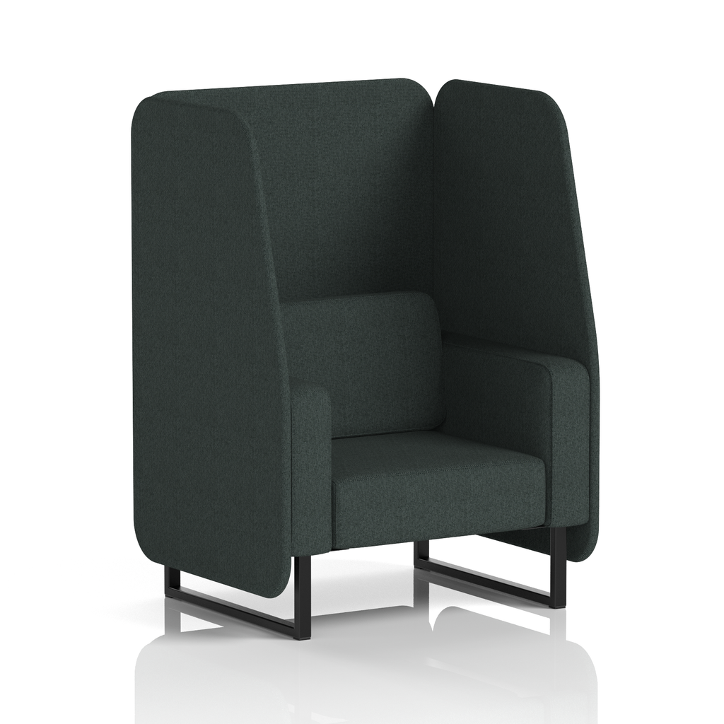 Brixworth Open Booth With Black Legs in Single Tone 1 Seater Charcoal Panels And Sofa Band 1 - Rivet