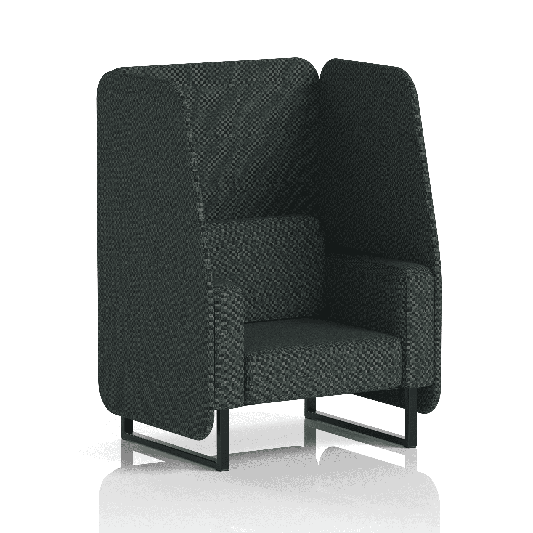 Brixworth Open Booth With Black Legs in Single Tone 1 Seater Charcoal Panels And Sofa Band 1 - Rivet