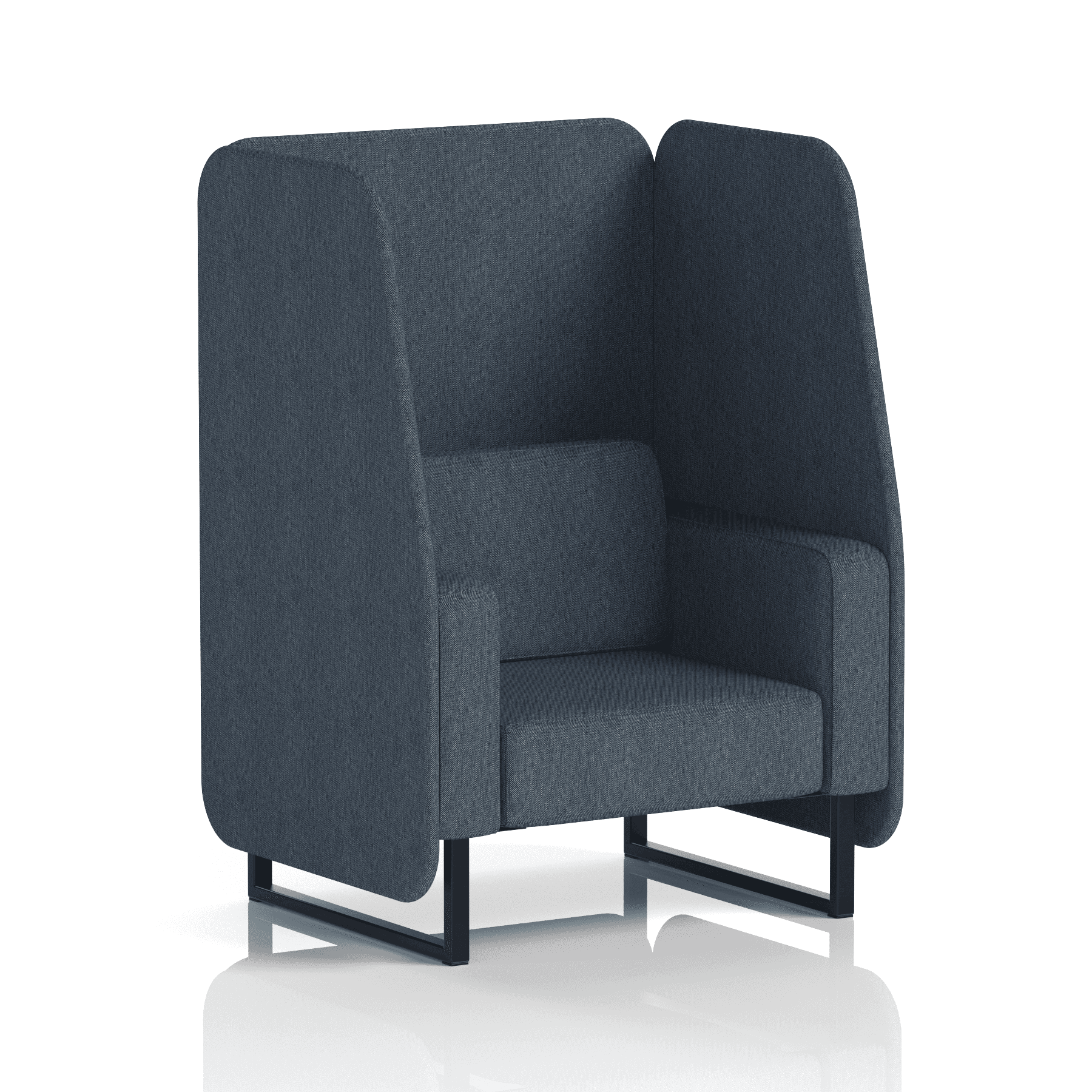 Brixworth Open Booth With Black Legs in Single Tone 2 Seater Charcoal Panels And Sofa Band 1 - Rivet