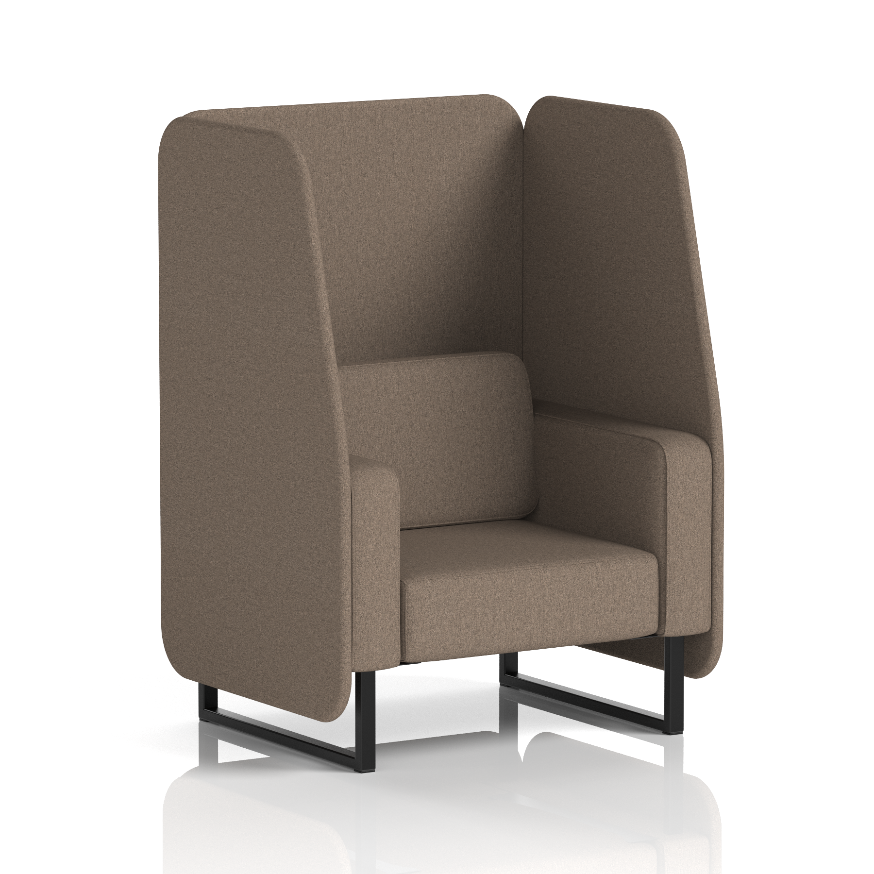 Brixworth Open Booth With Black Legs in Single Tone 1 Seater Prime Panels And Sofa Band 1 - Rivet