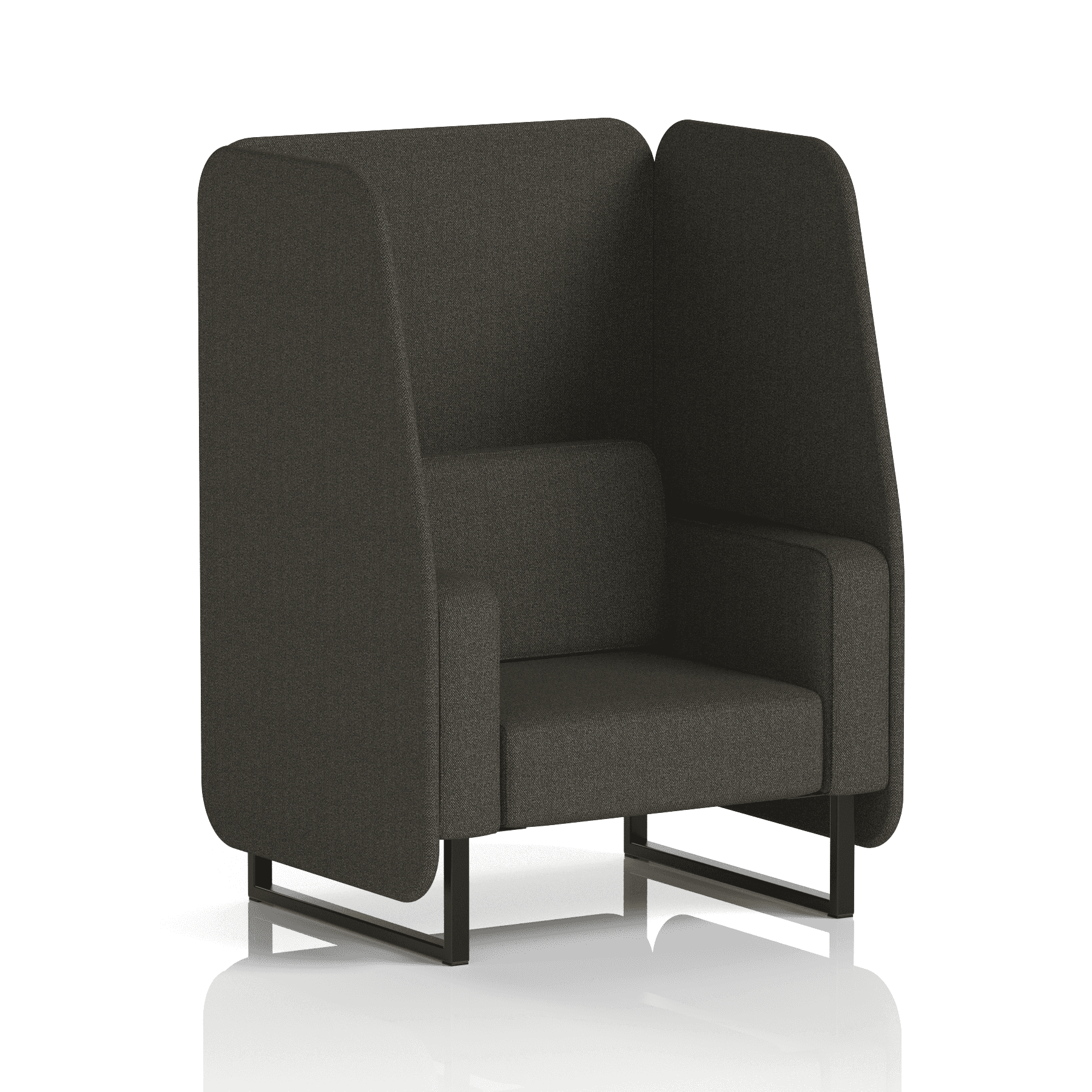 Brixworth Open Booth With Black Legs in Single Tone 2 Seater Vitreous Panels And Sofa Band 1 - Rivet