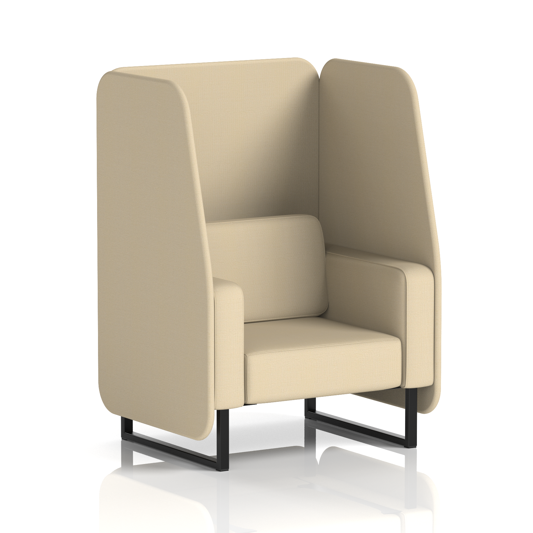 Brixworth Open Booth With Black Legs in Single Tone 1 Seater Polygon Panels And Sofa Band 2 - X2