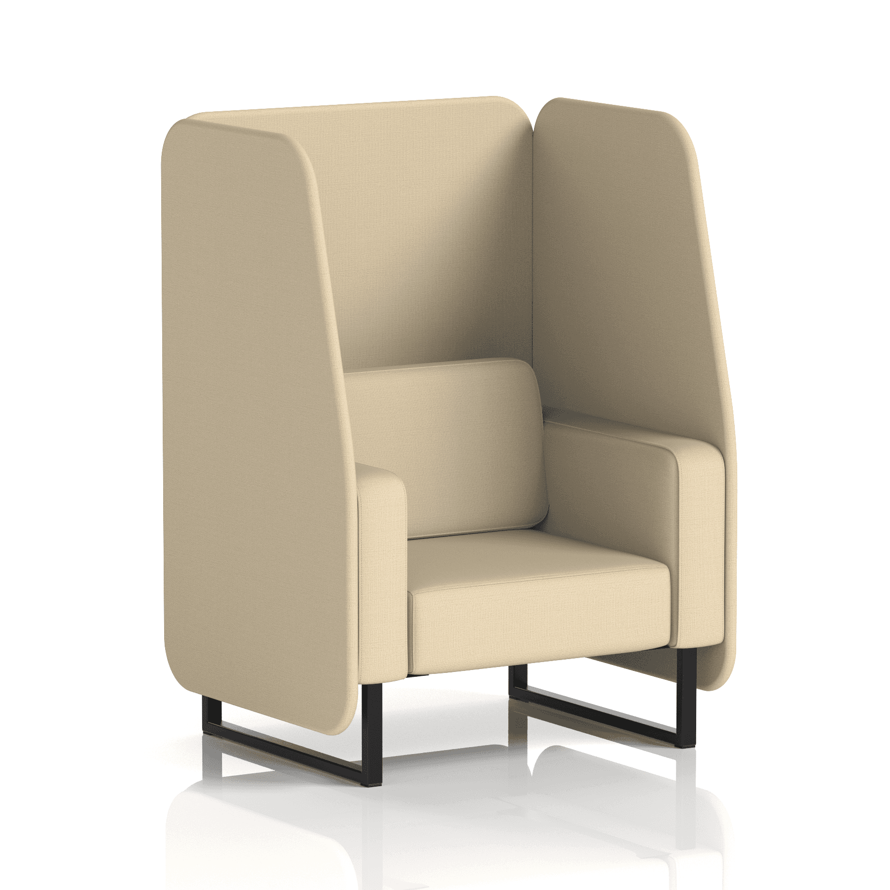 Brixworth Open Booth With Black Legs in Single Tone 1 Seater Polygon Panels And Sofa Band 2 - X2
