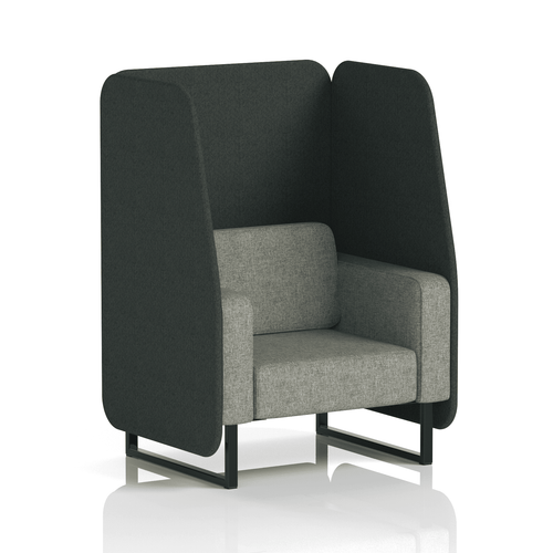 Brixworth Open Booth With Black Legs in Two Tone 1 Seater Burnish Panels And Olive Sofa Band 1 - Rivet