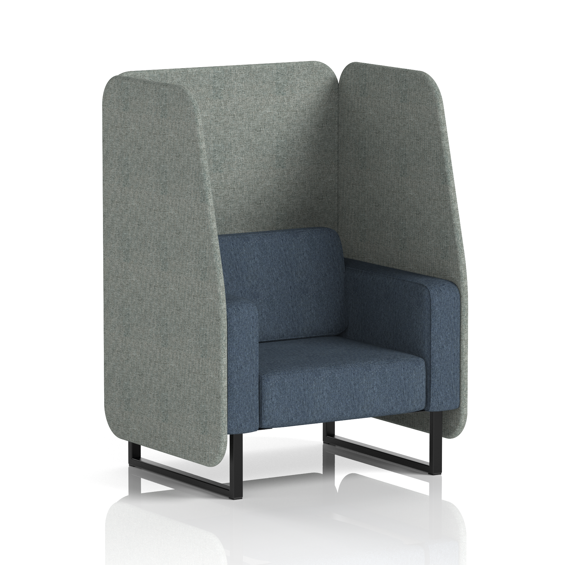 Brixworth Open Booth With Black Legs in Two Tone 3 Seater Charcoal Panels And Vitreous Sofa Band 1 - Rivet