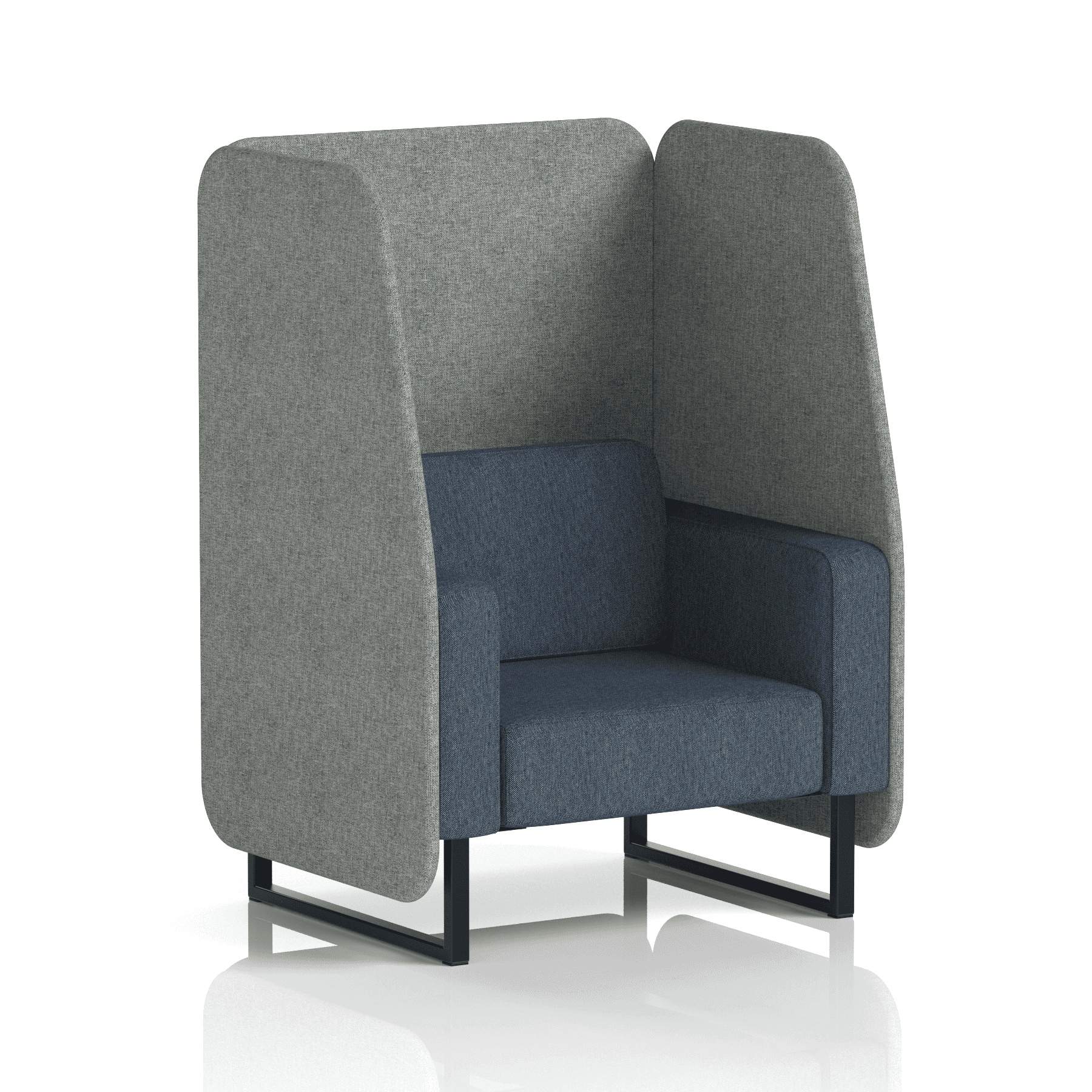 Brixworth Open Booth With Black Legs in Two Tone 3 Seater Charcoal Panels And Vitreous Sofa Band 1 - Rivet