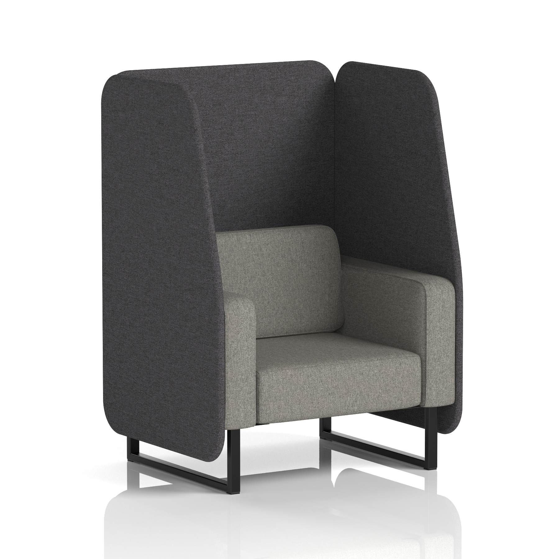 Brixworth Open Booth With Black Legs in Two Tone 2 Seater Crucible Panels And Prime Sofa Band 1 - Rivet