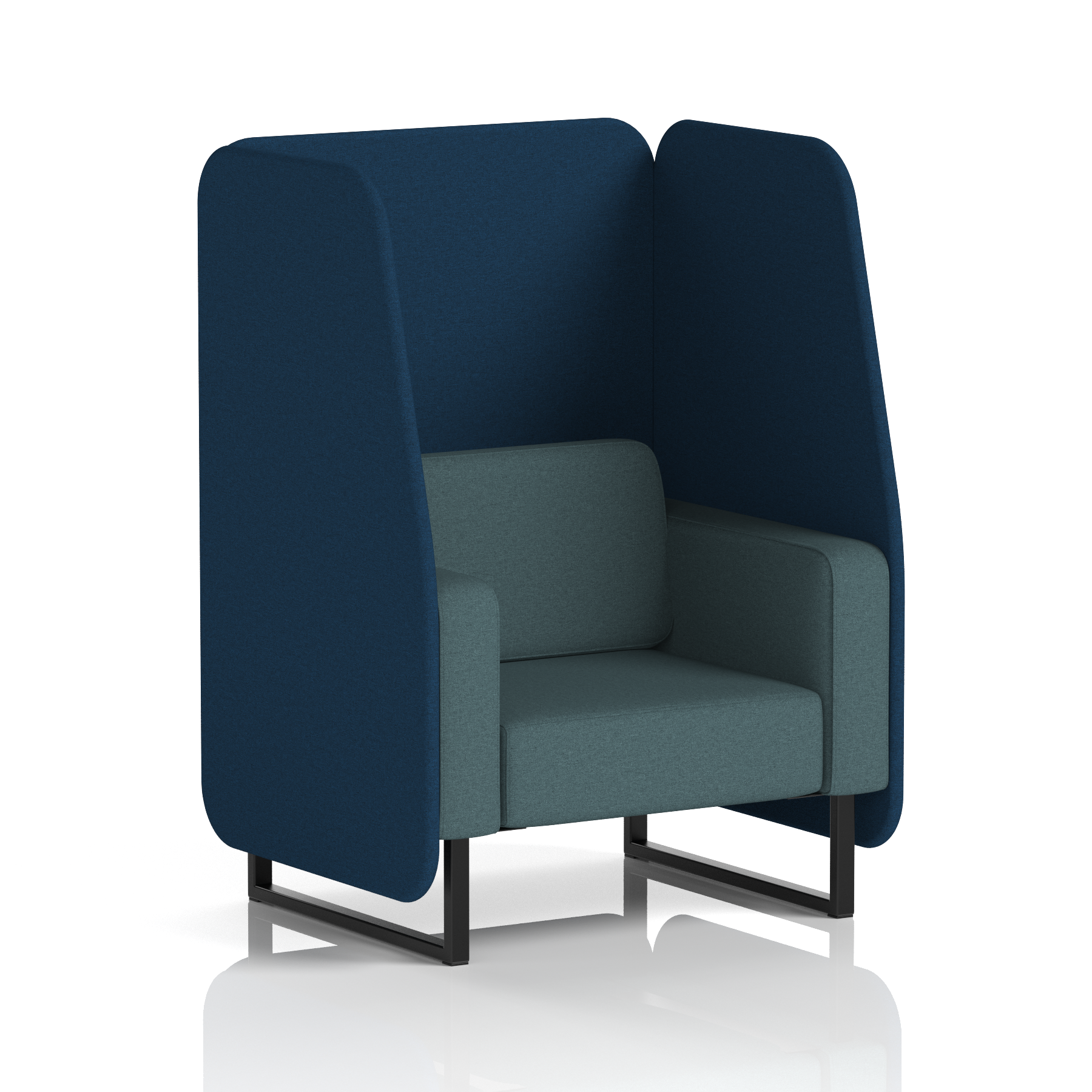 Brixworth Open Booth With Black Legs in Two Tone 3 Seater Crucible Panels And Prime Sofa Band 1 - Rivet