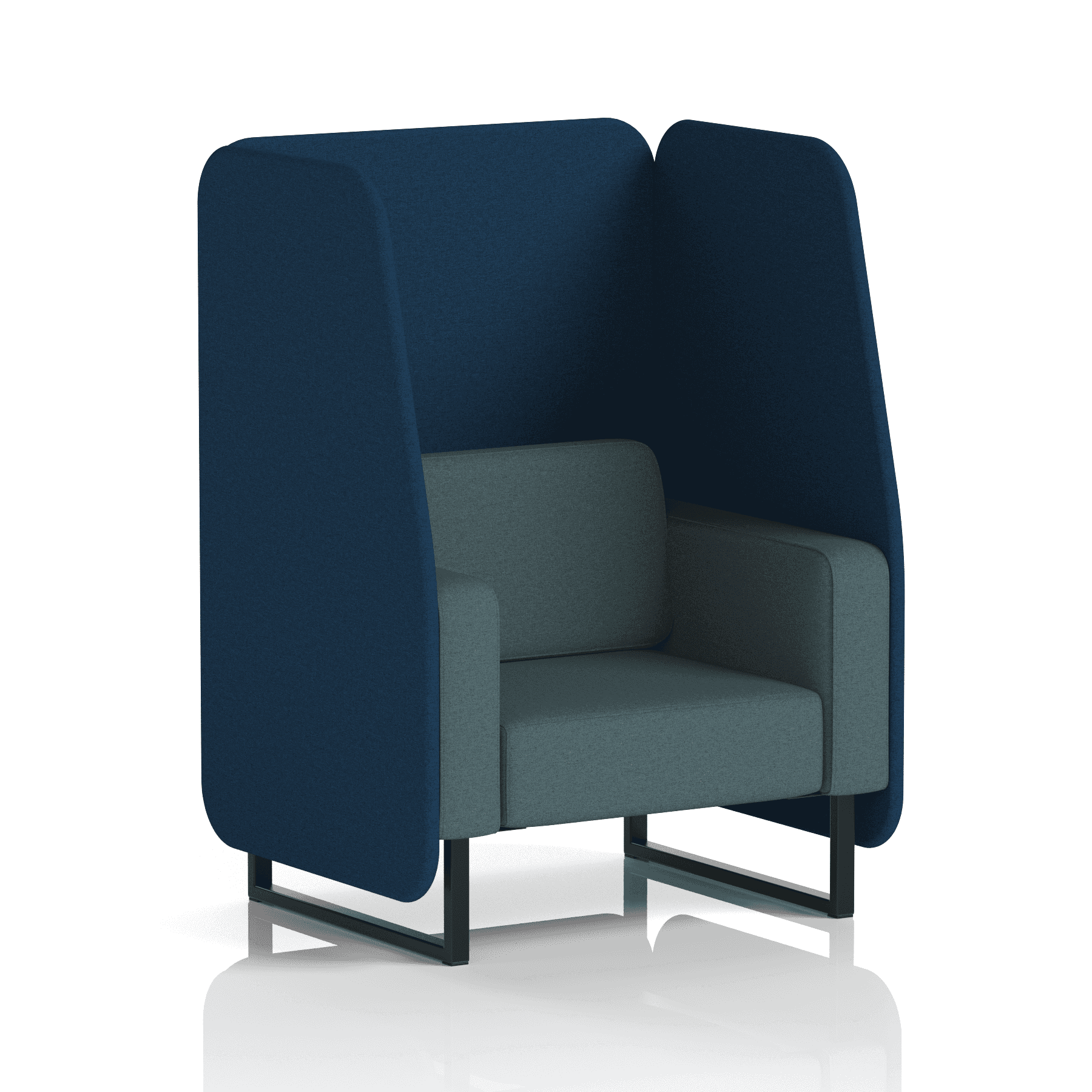 Brixworth Open Booth With Black Legs in Two Tone 3 Seater Crucible Panels And Prime Sofa Band 1 - Rivet