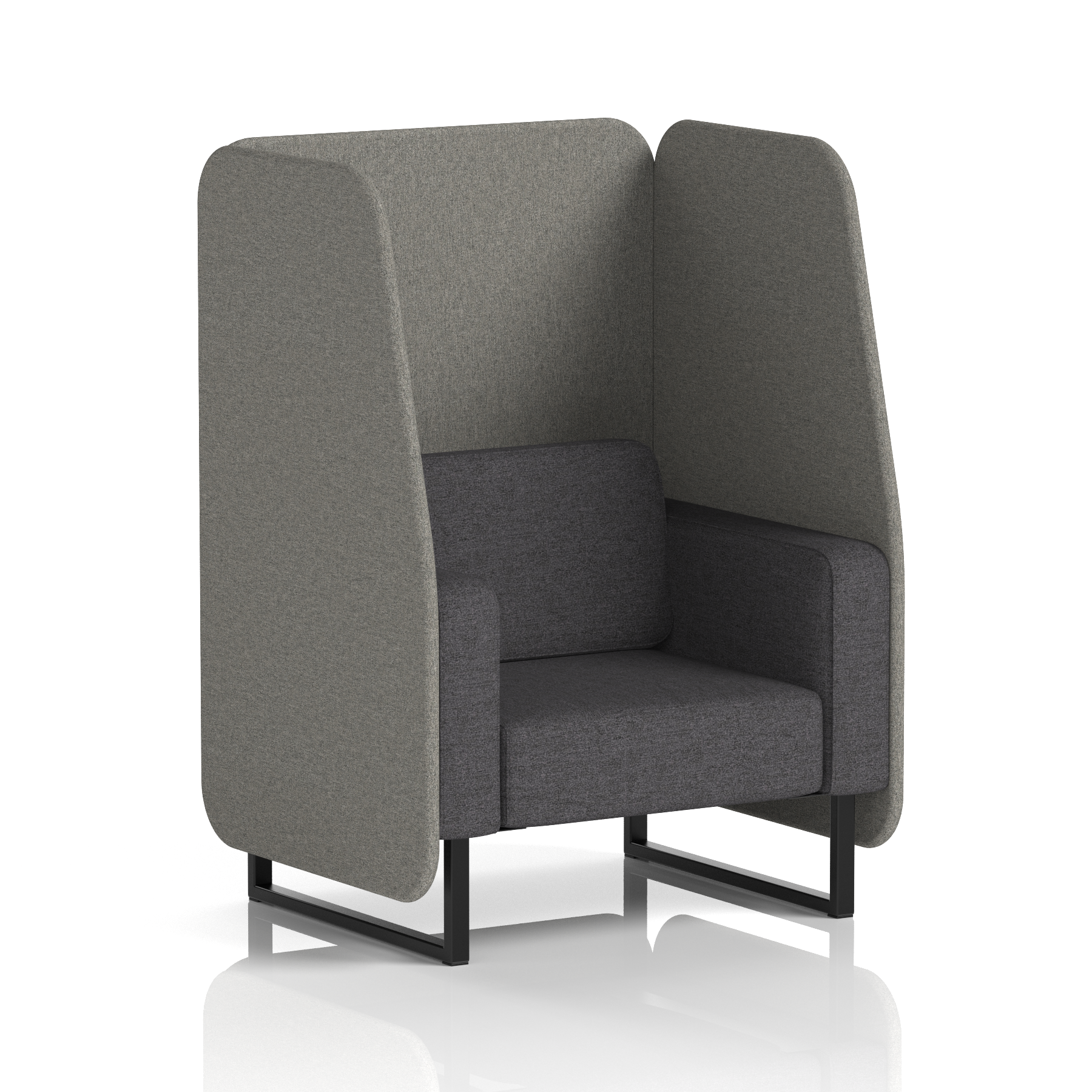 Brixworth Open Booth With Black Legs in Two Tone 2 Seater Olive Panels And Burnish Sofa Band 1 - Rivet