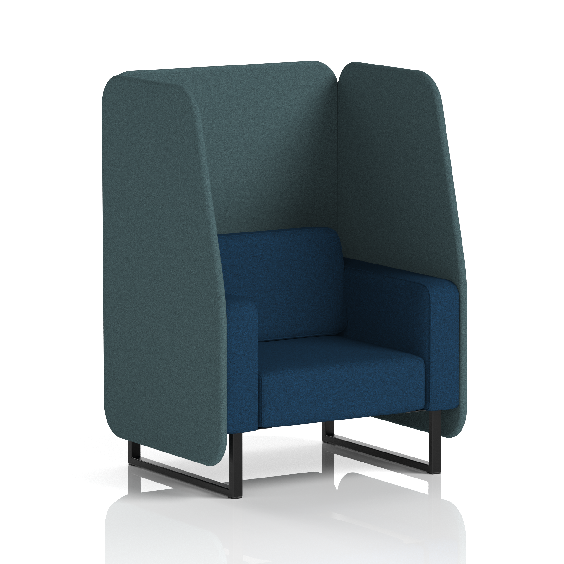 Brixworth Open Booth With Black Legs in Two Tone 3 Seater Olive Panels And Burnish Sofa Band 1 - Rivet