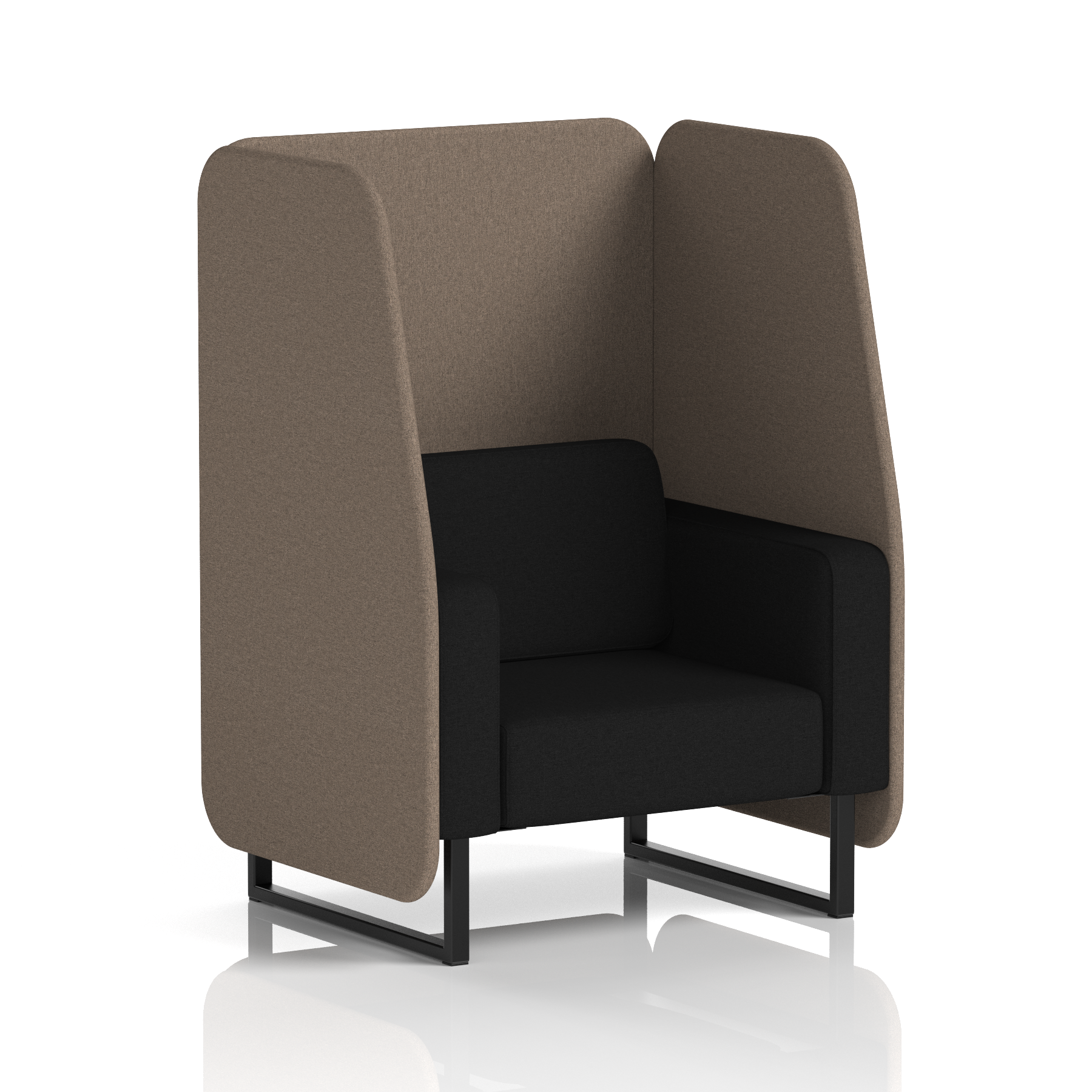 Brixworth Open Booth With Black Legs in Two Tone 1 Seater Prime Panels And Crucible Sofa Band 1 - Rivet