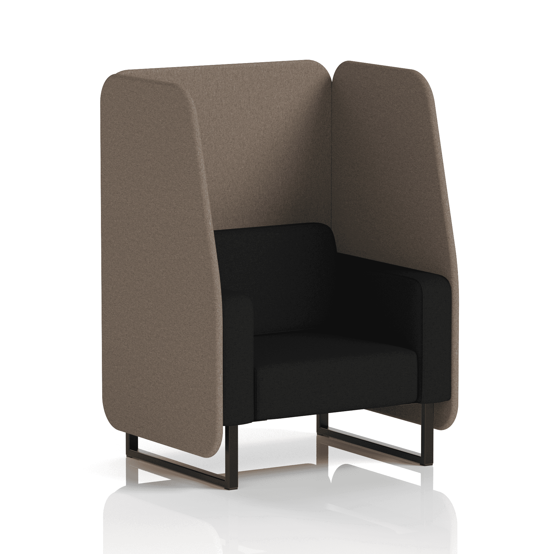 Brixworth Open Booth With Black Legs in Two Tone 1 Seater Prime Panels And Crucible Sofa Band 1 - Rivet