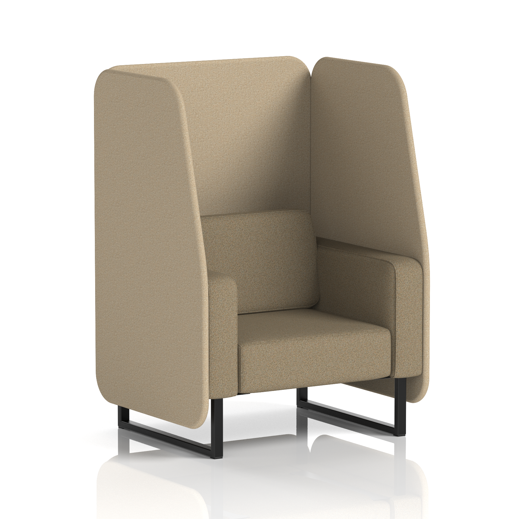 Brixworth Open Booth With Black Legs in Two Tone 3 Seater Vitreous Panels And Charcoal Sofa Band 1 - Rivet