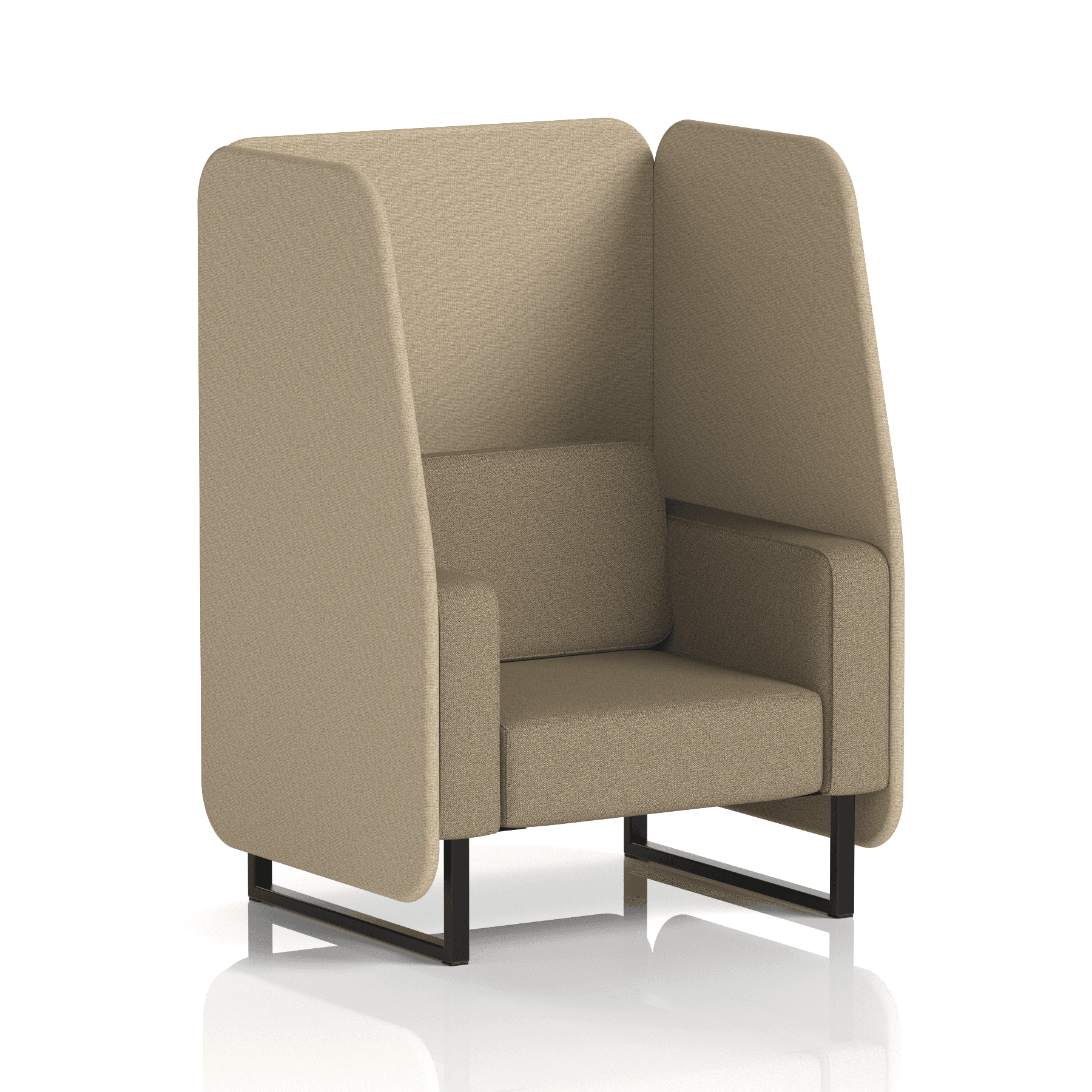 Brixworth Open Booth With Black Legs in Two Tone 3 Seater Vitreous Panels And Charcoal Sofa Band 1 - Rivet