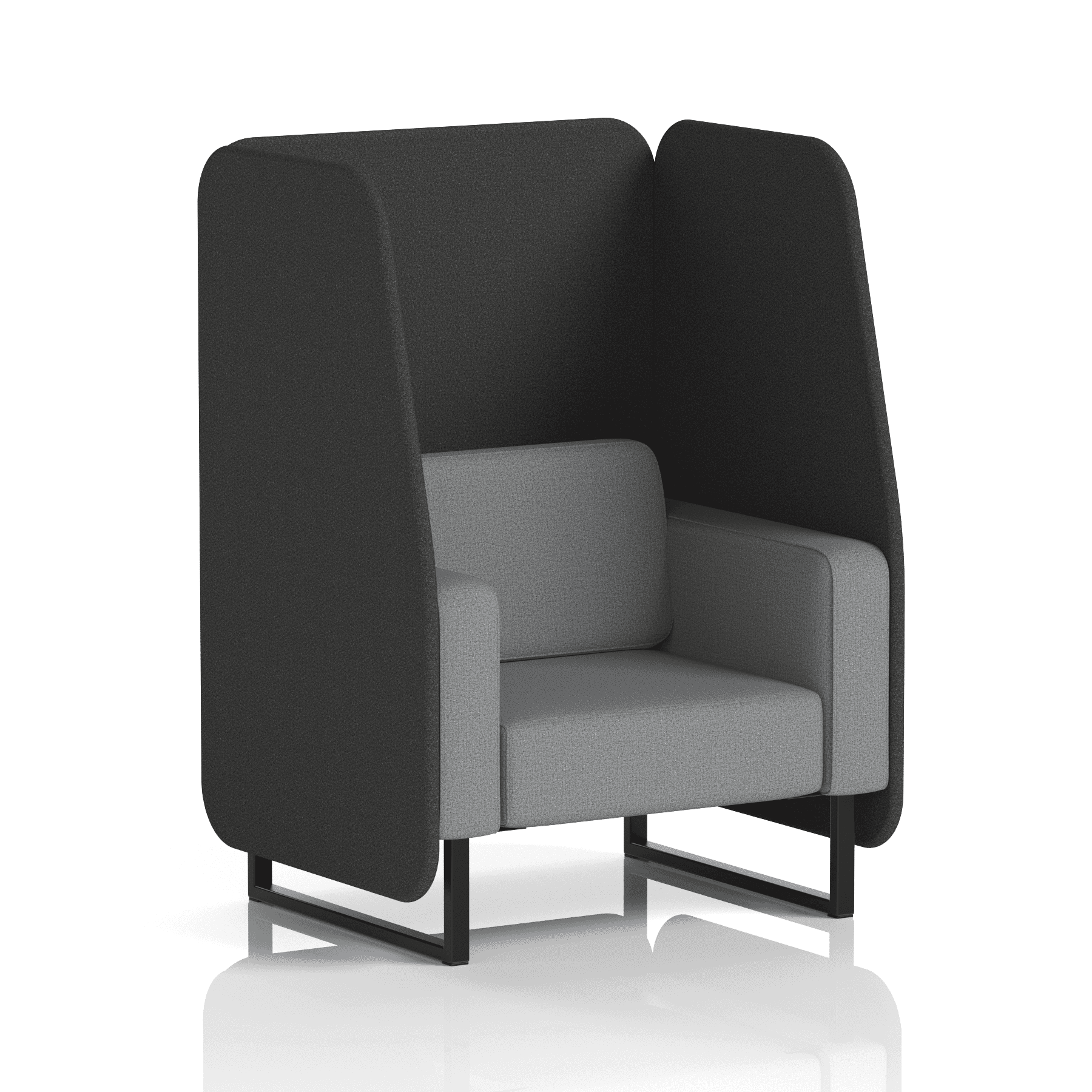 Brixworth Open Booth With Black Legs in Two Tone 1 Seater Calculus Panels And Polygon Sofa Band 2 - X2