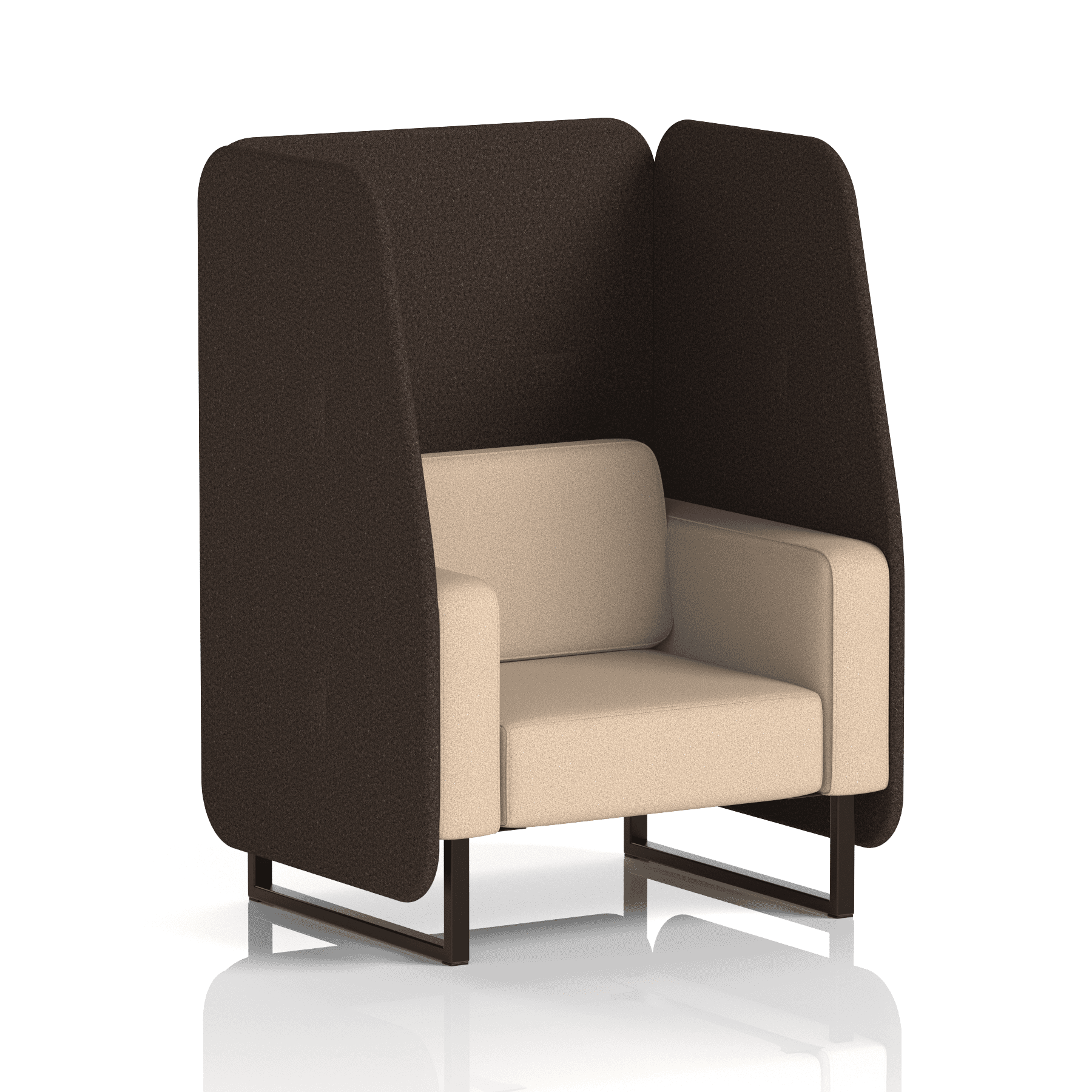 Brixworth Open Booth With Black Legs in Two Tone 1 Seater Diameter Panels And Theory Sofa Band 2 - X2