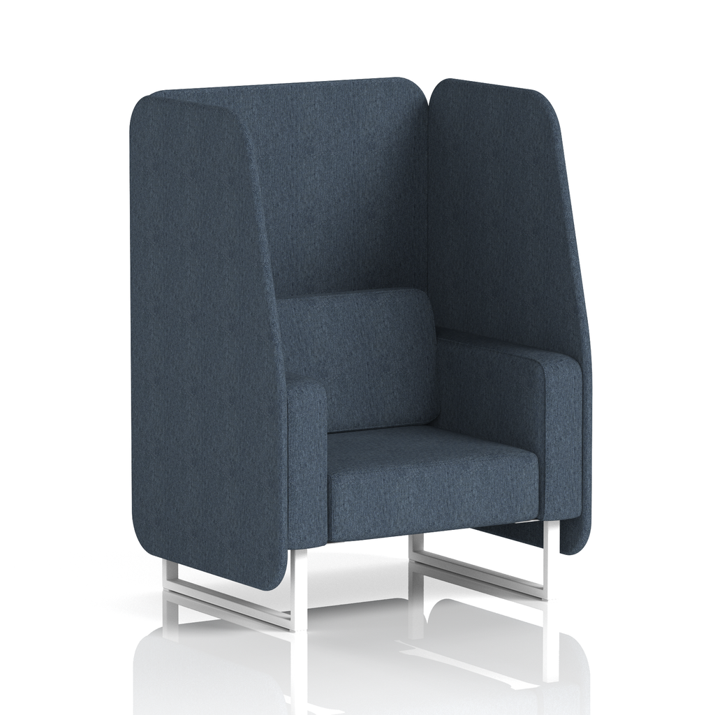 Brixworth Open Booth With White Legs in Single Tone 2 Seater Charcoal Panels And Vitreous Sofa Band 1 - Rivet