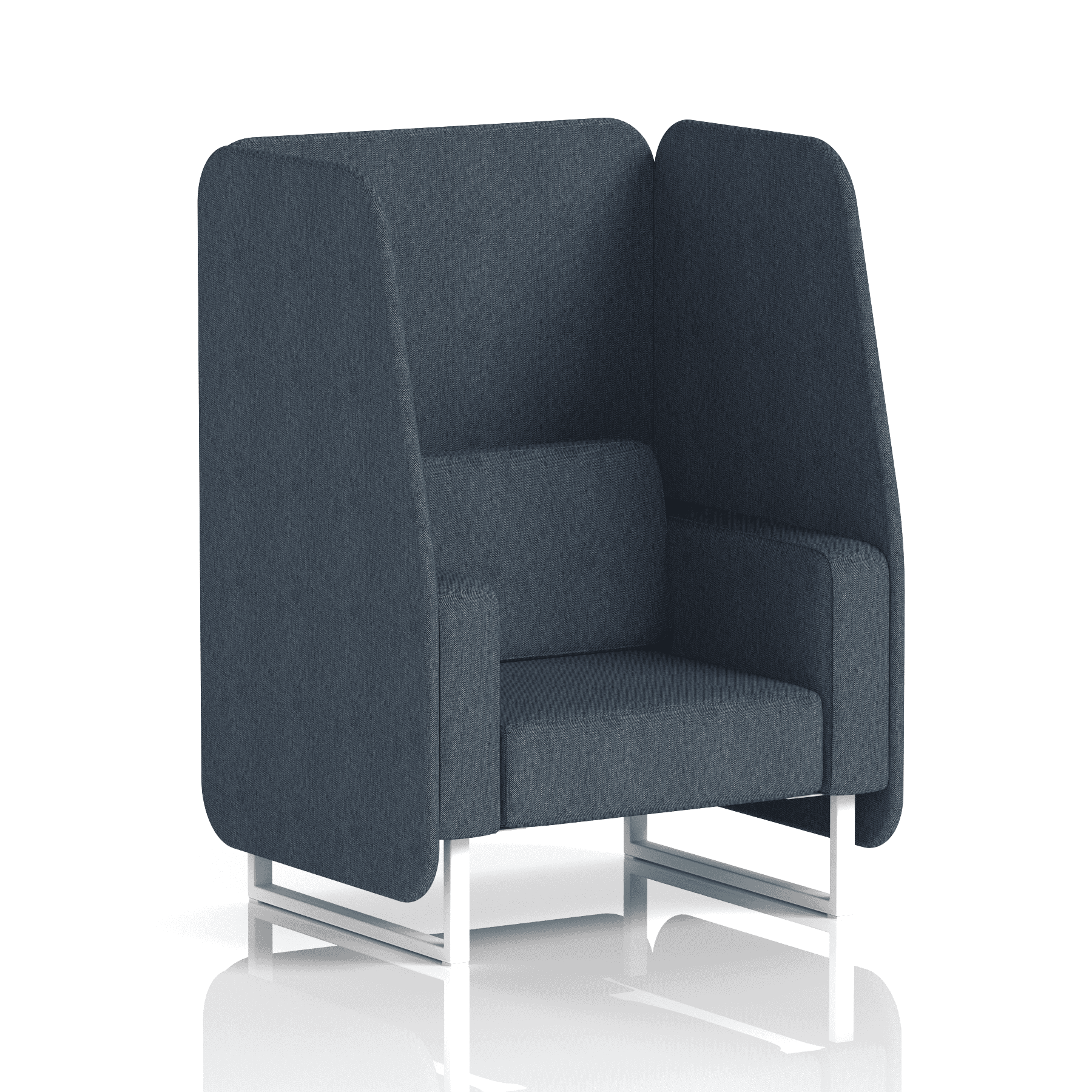 Brixworth Open Booth With White Legs in Single Tone 2 Seater Charcoal Panels And Vitreous Sofa Band 1 - Rivet