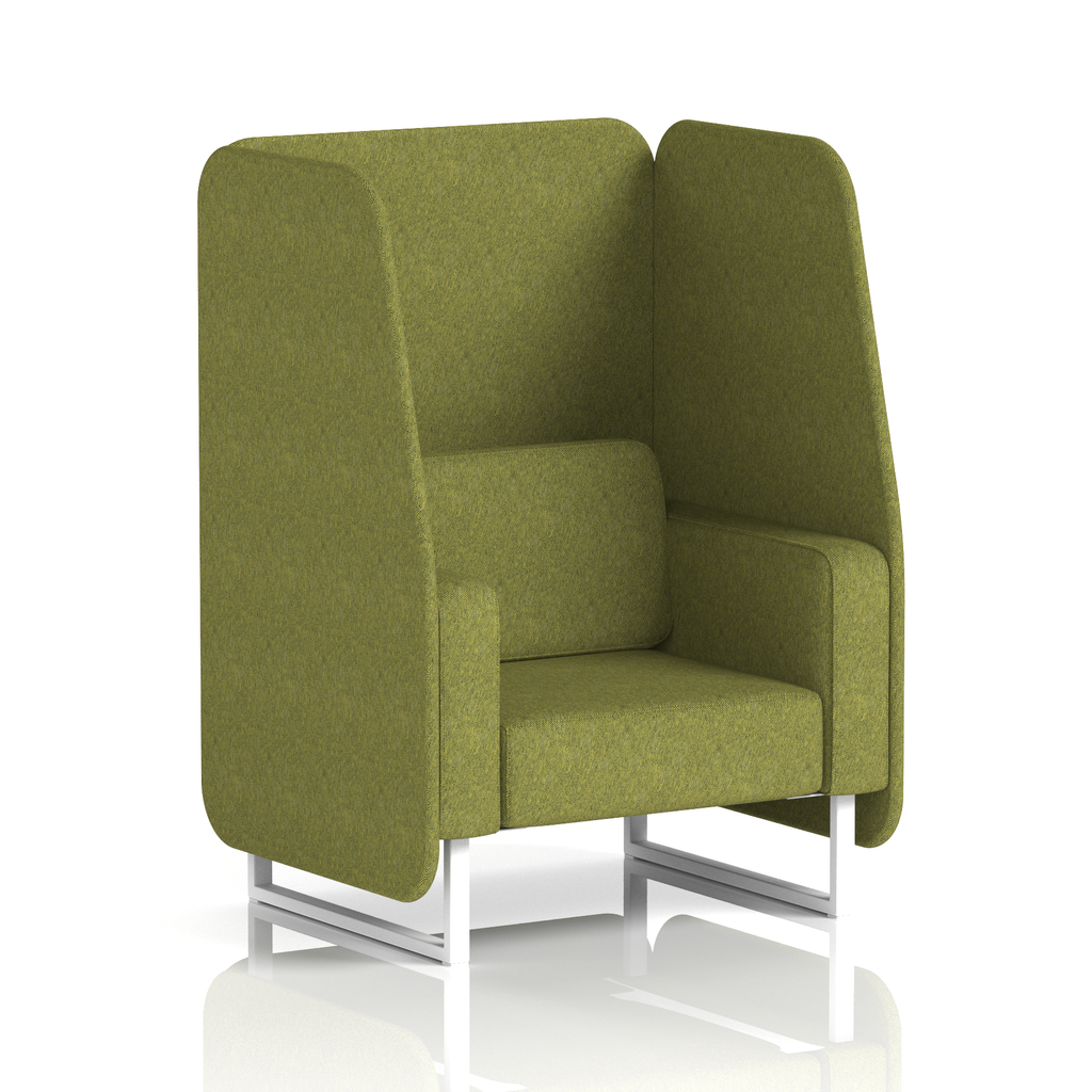 Brixworth Open Booth With White Legs in Single Tone 3 Seater Charcoal Panels And Vitreous Sofa Band 1 - Rivet