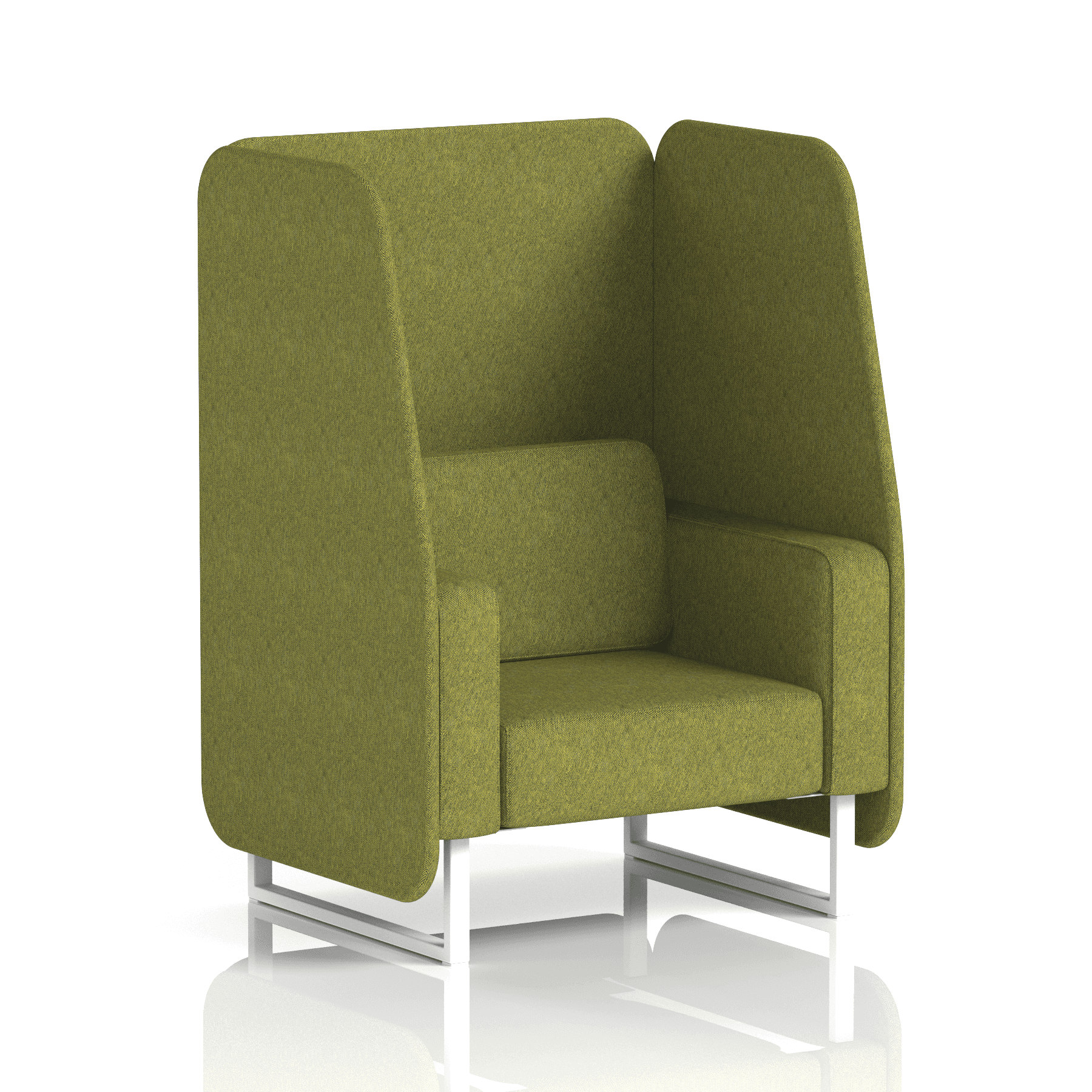 Brixworth Open Booth With White Legs in Single Tone 3 Seater Charcoal Panels And Vitreous Sofa Band 1 - Rivet