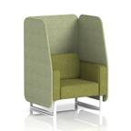 Brixworth Open Booth With White Legs in Two Tone 3 Seater Burnish Panels And Olive Sofa Band 1 - Rivet