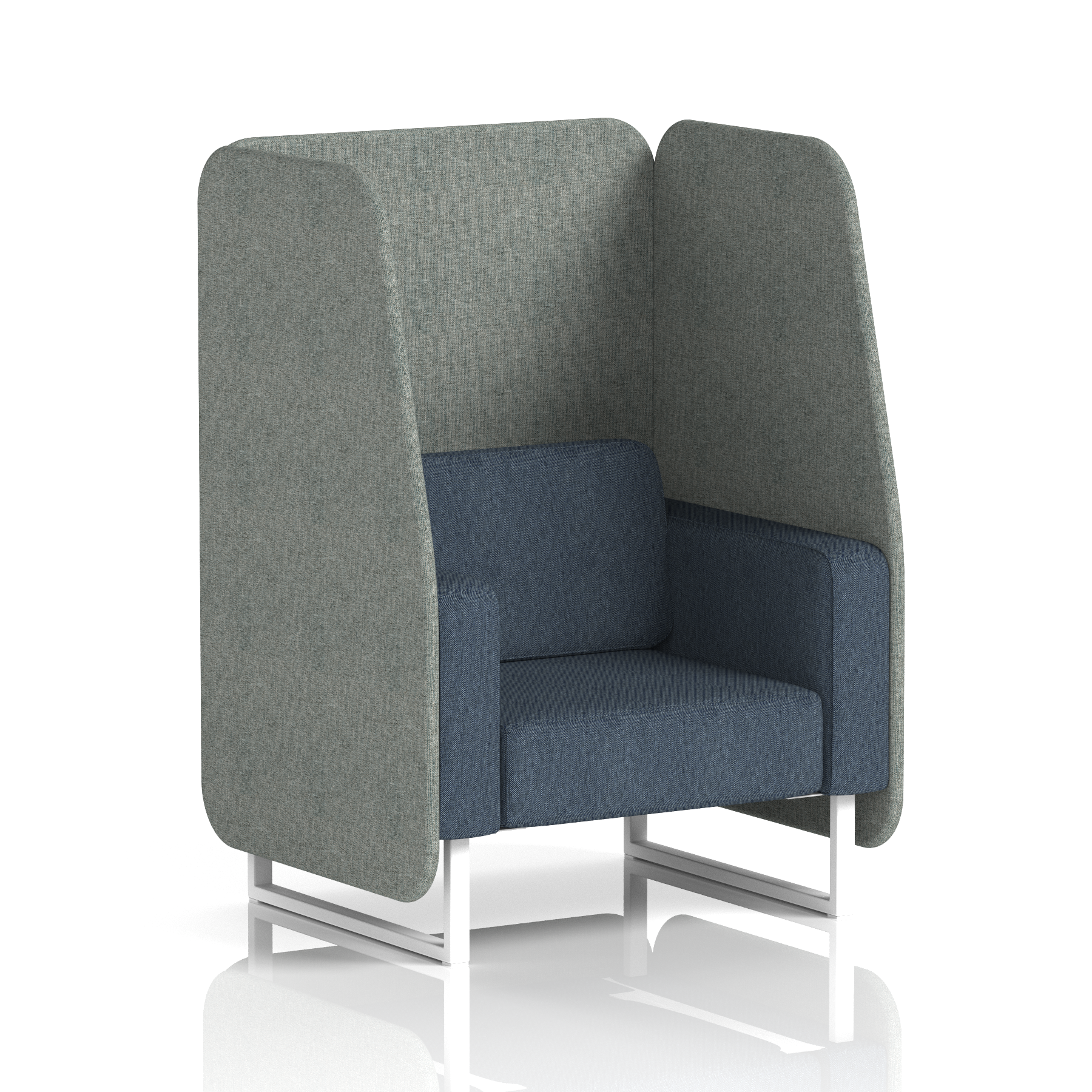 Brixworth Open Booth With White Legs in Two Tone 3 Seater Charcoal Panels And Vitreous Sofa Band 1 - Rivet