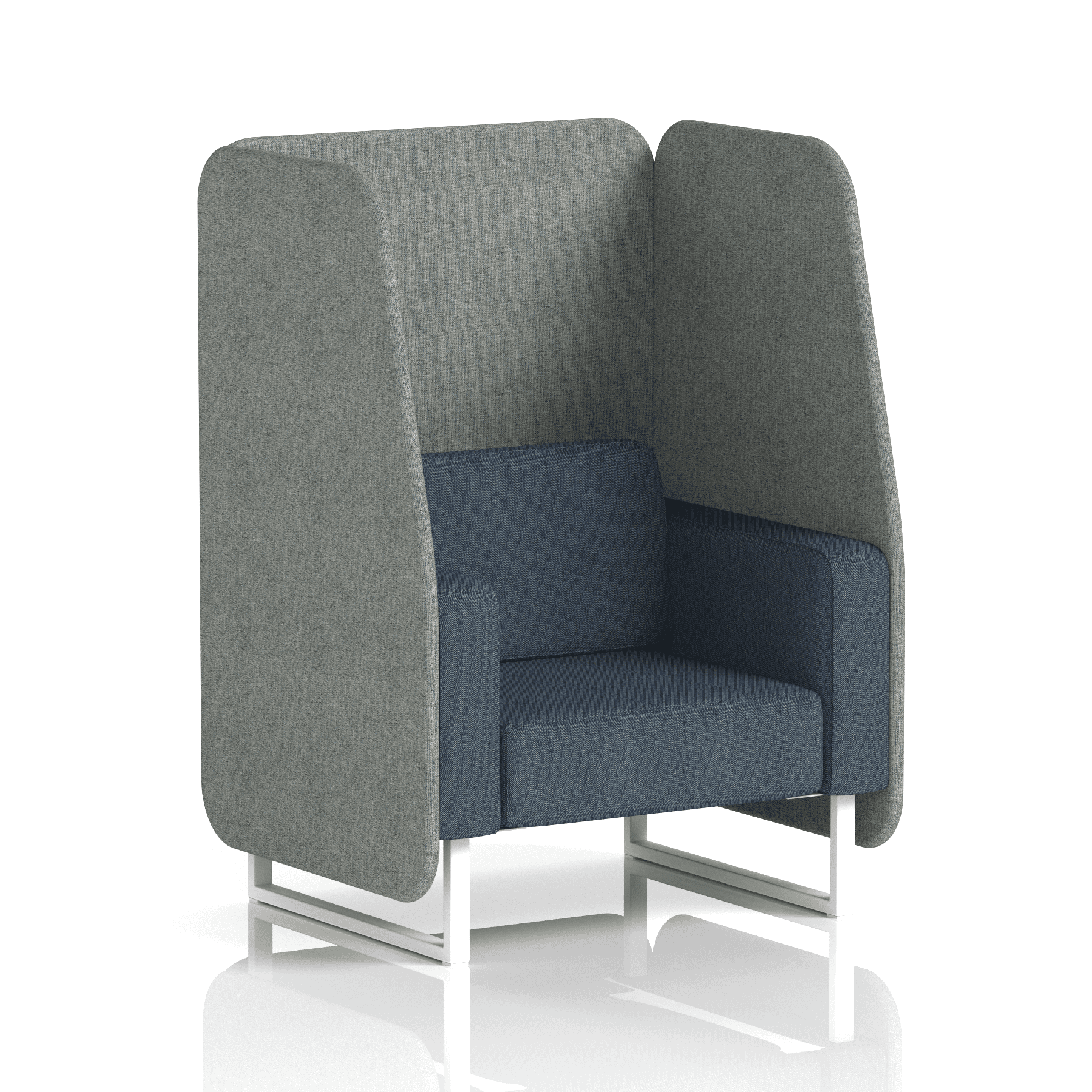 Brixworth Open Booth With White Legs in Two Tone 3 Seater Charcoal Panels And Vitreous Sofa Band 1 - Rivet