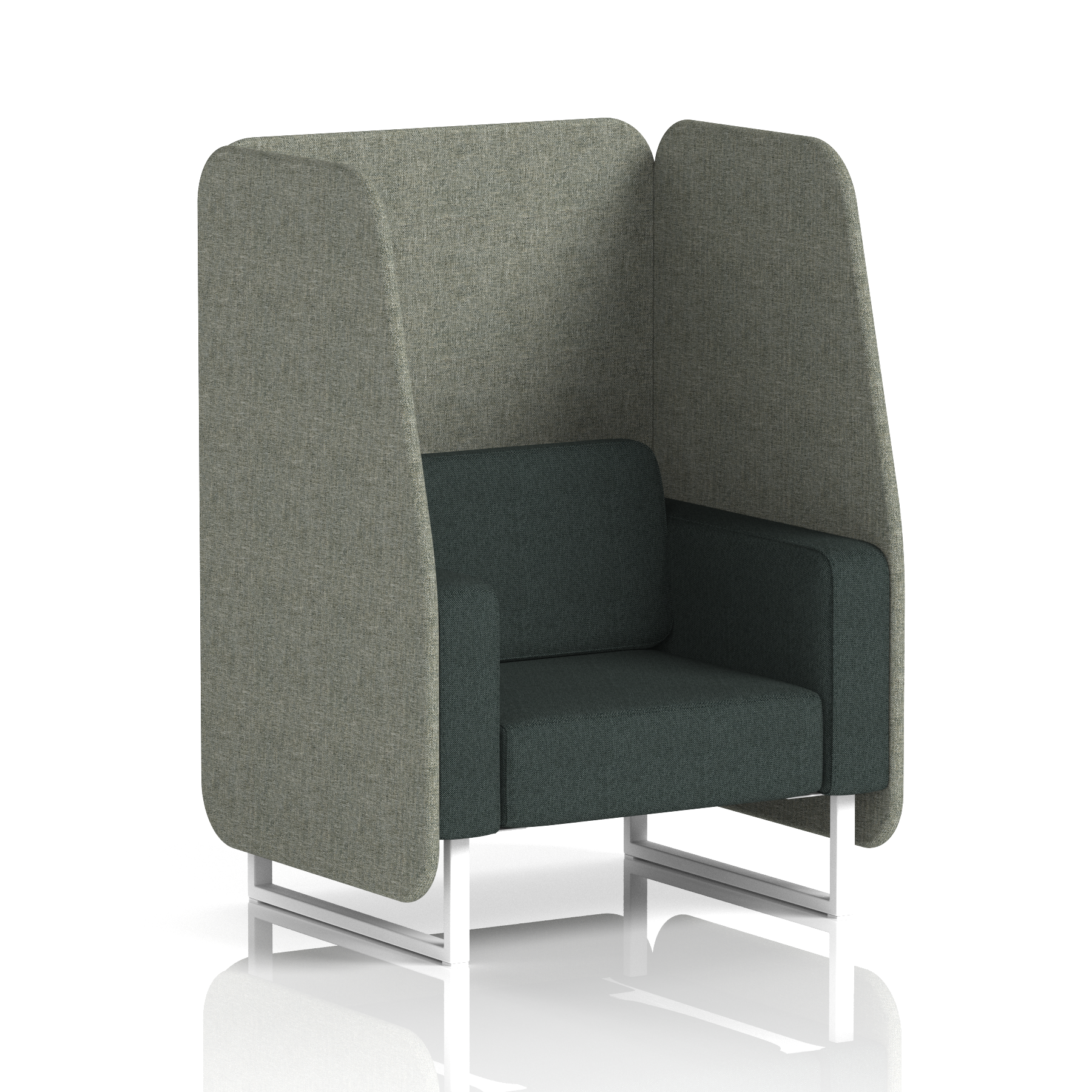 Brixworth Open Booth With White Legs in Two Tone 1 Seater Crucible Panels And Prime Sofa Band 1 - Rivet