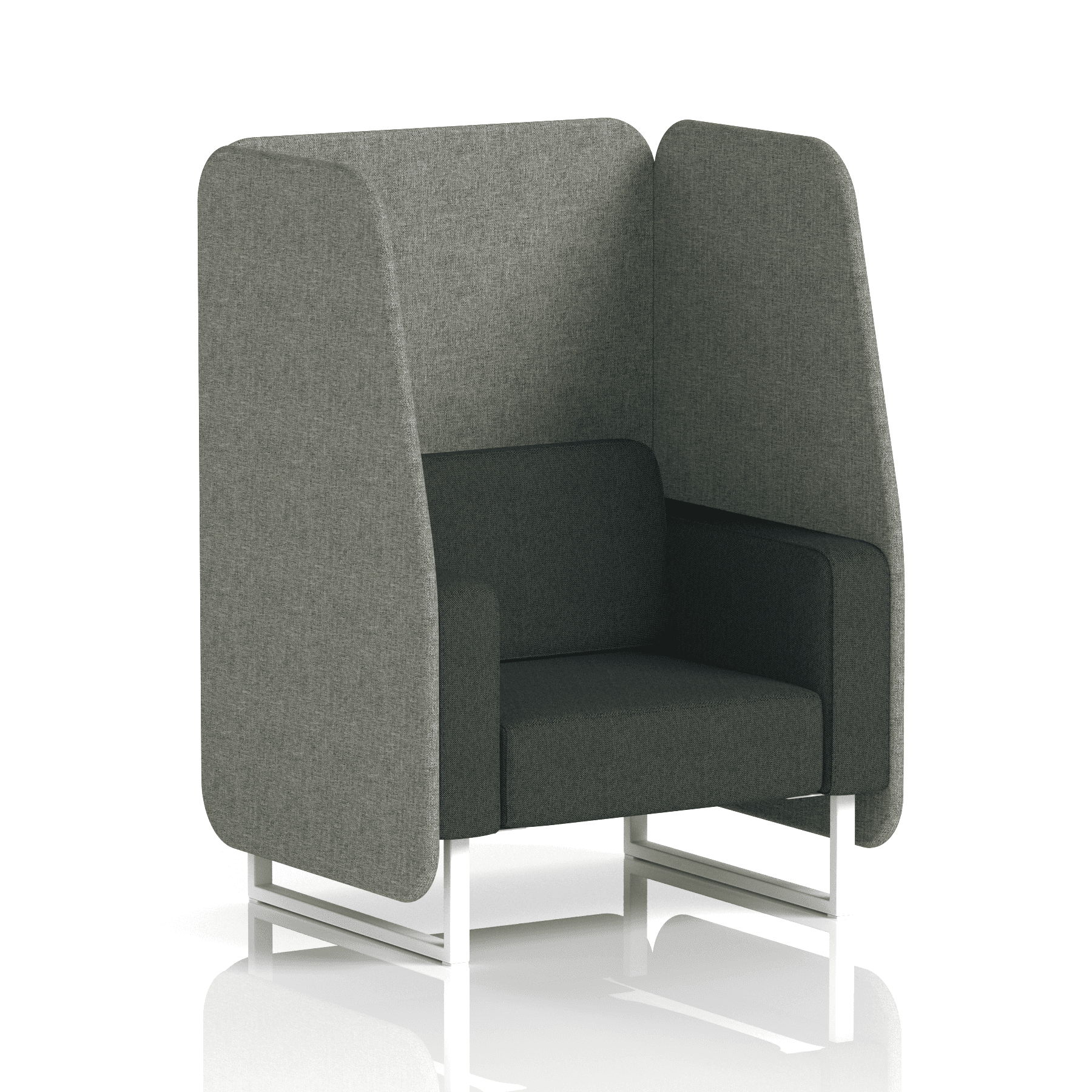 Brixworth Open Booth With White Legs in Two Tone 1 Seater Crucible Panels And Prime Sofa Band 1 - Rivet
