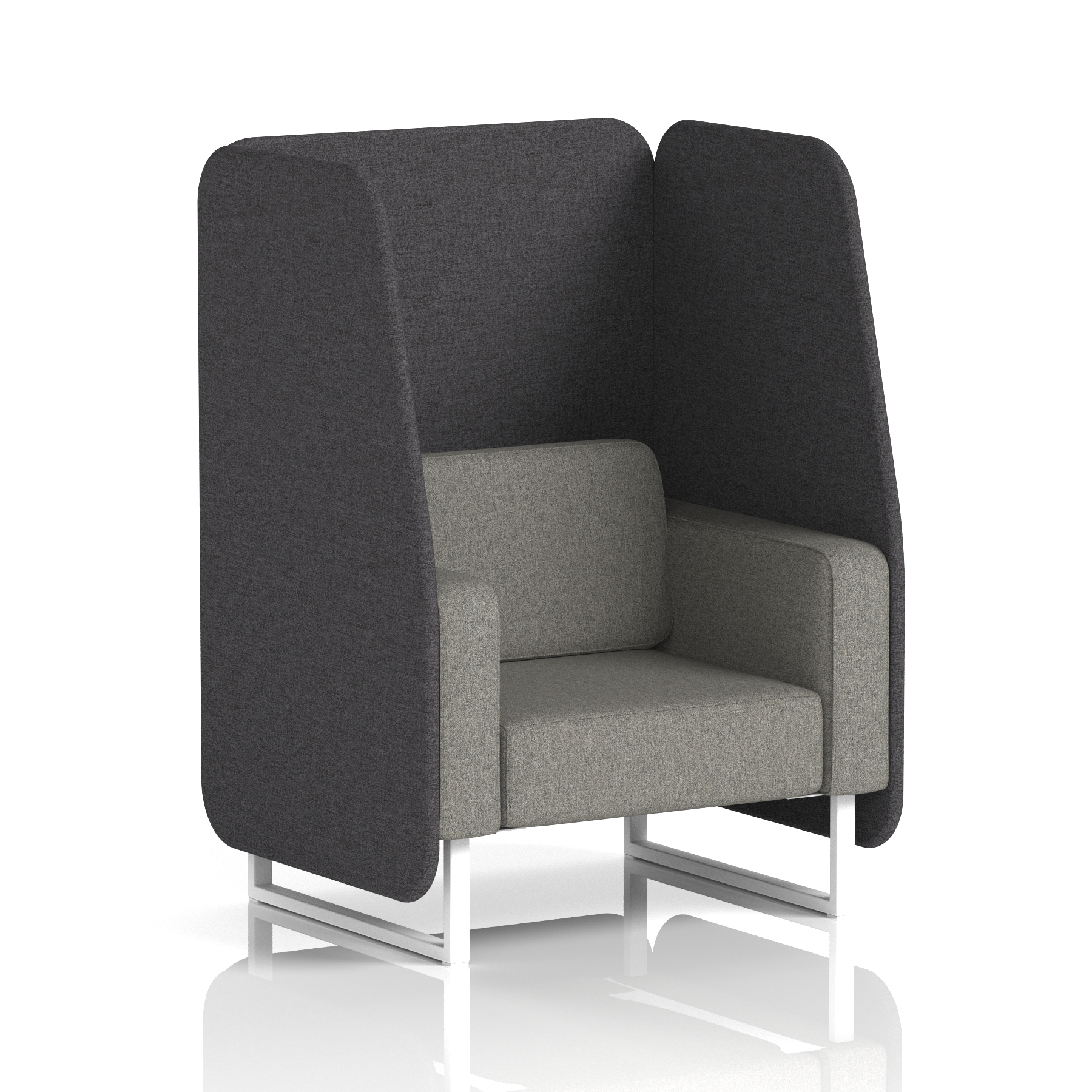 Brixworth Open Booth With White Legs in Two Tone 2 Seater Crucible Panels And Prime Sofa Band 1 - Rivet