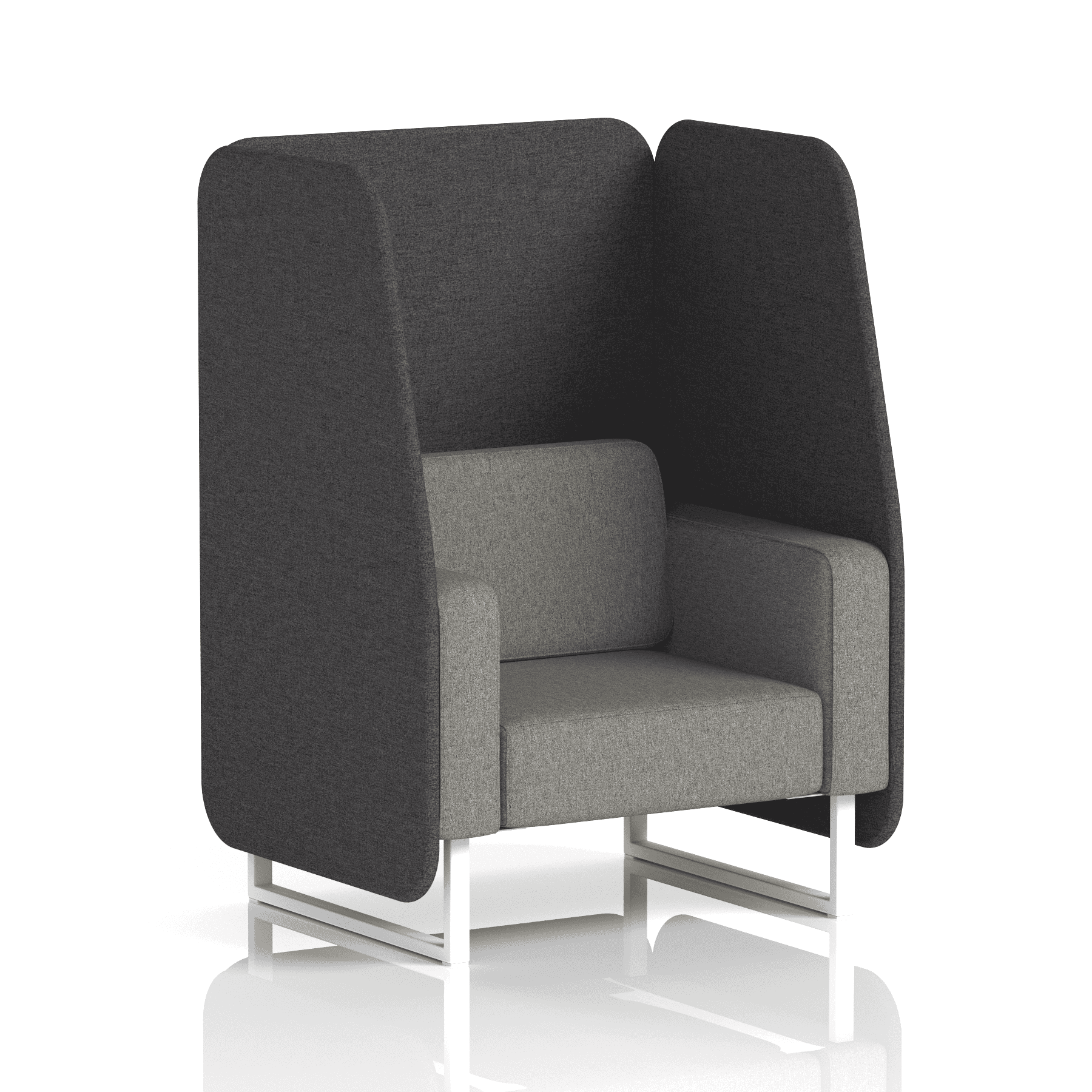 Brixworth Open Booth With White Legs in Two Tone 2 Seater Crucible Panels And Prime Sofa Band 1 - Rivet