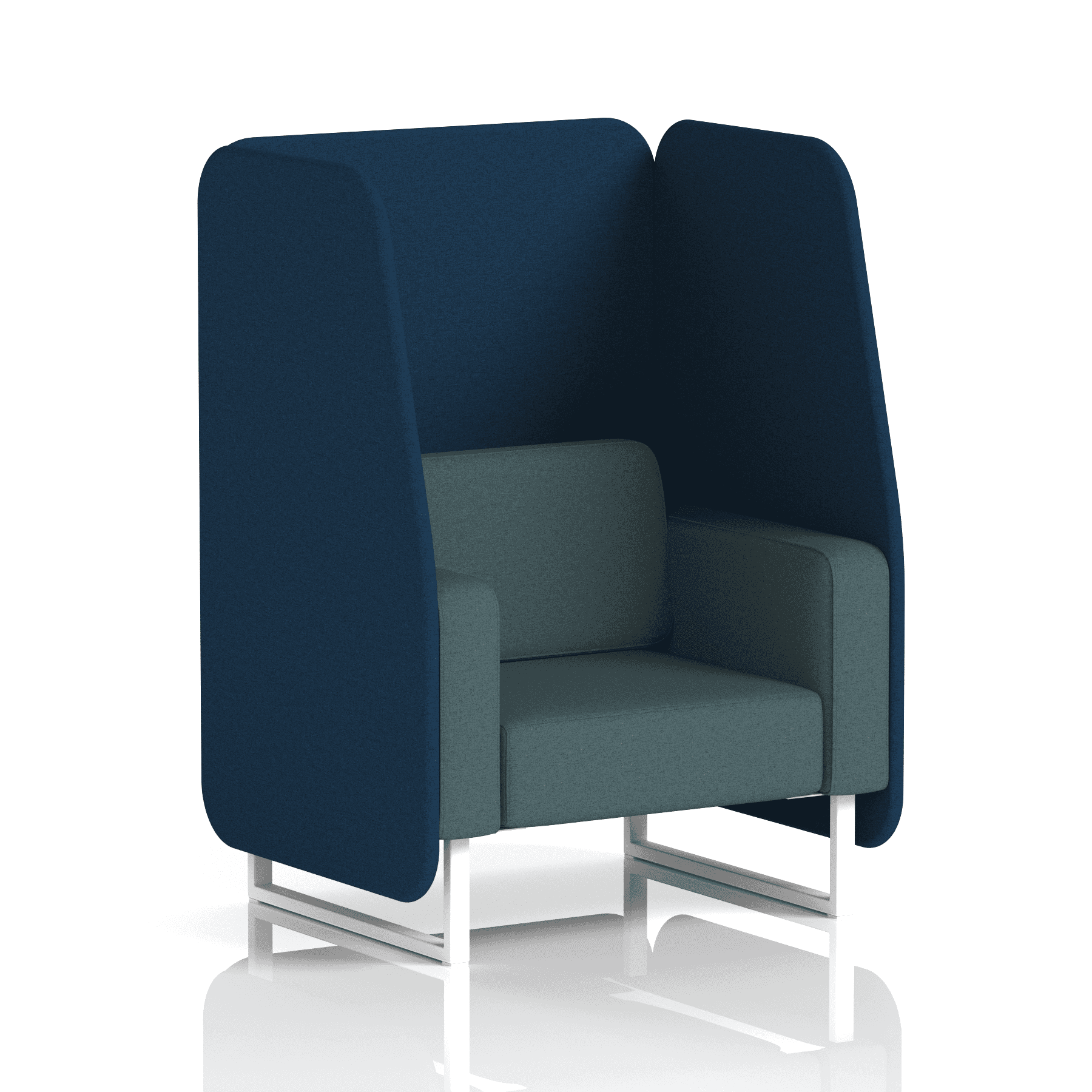 Brixworth Open Booth With White Legs in Two Tone 3 Seater Crucible Panels And Prime Sofa Band 1 - Rivet