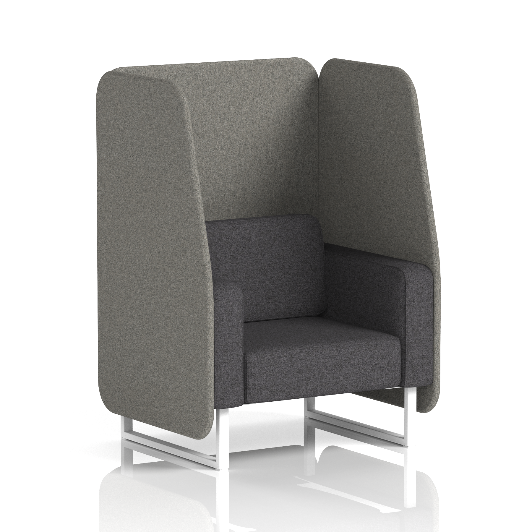 Brixworth Open Booth With White Legs in Two Tone 2 Seater Olive Panels And Burnish Sofa Band 1 - Rivet