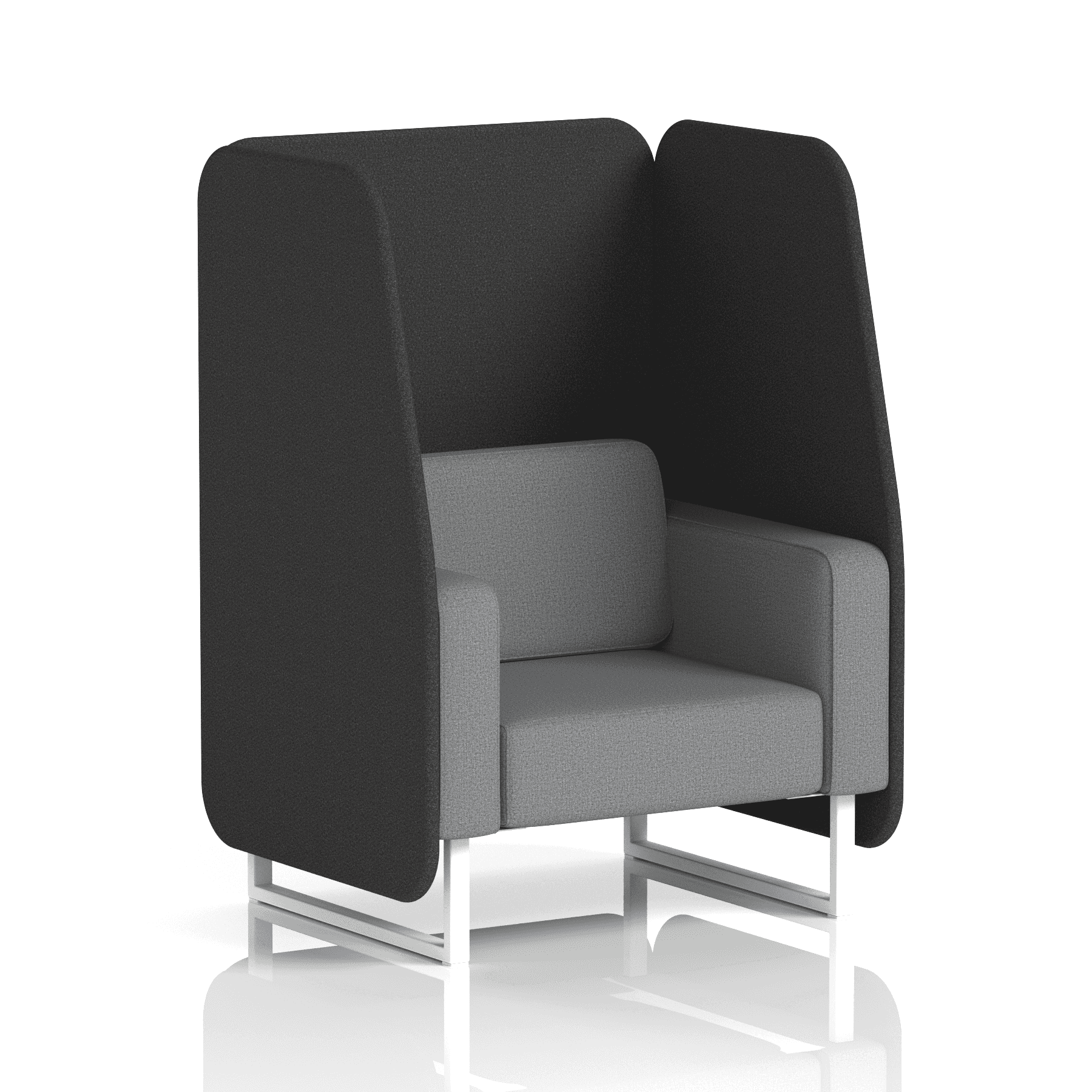 Brixworth Open Booth With White Legs in Two Tone 1 Seater Calculus Panels And Polygon Sofa Band 2 - X2