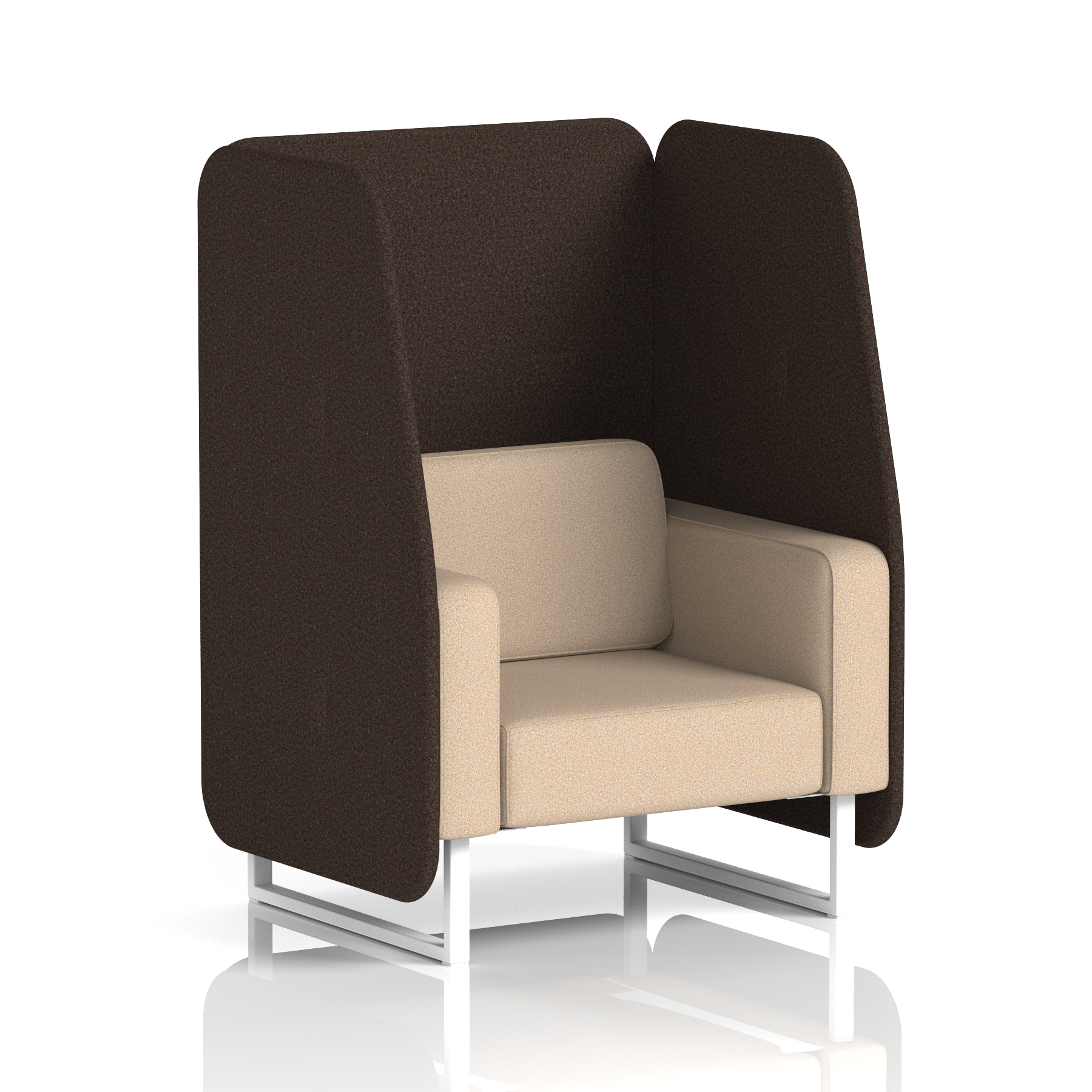 Brixworth Open Booth With White Legs in Two Tone 1 Seater Diameter Panels And Theory Sofa Band 2 - X2
