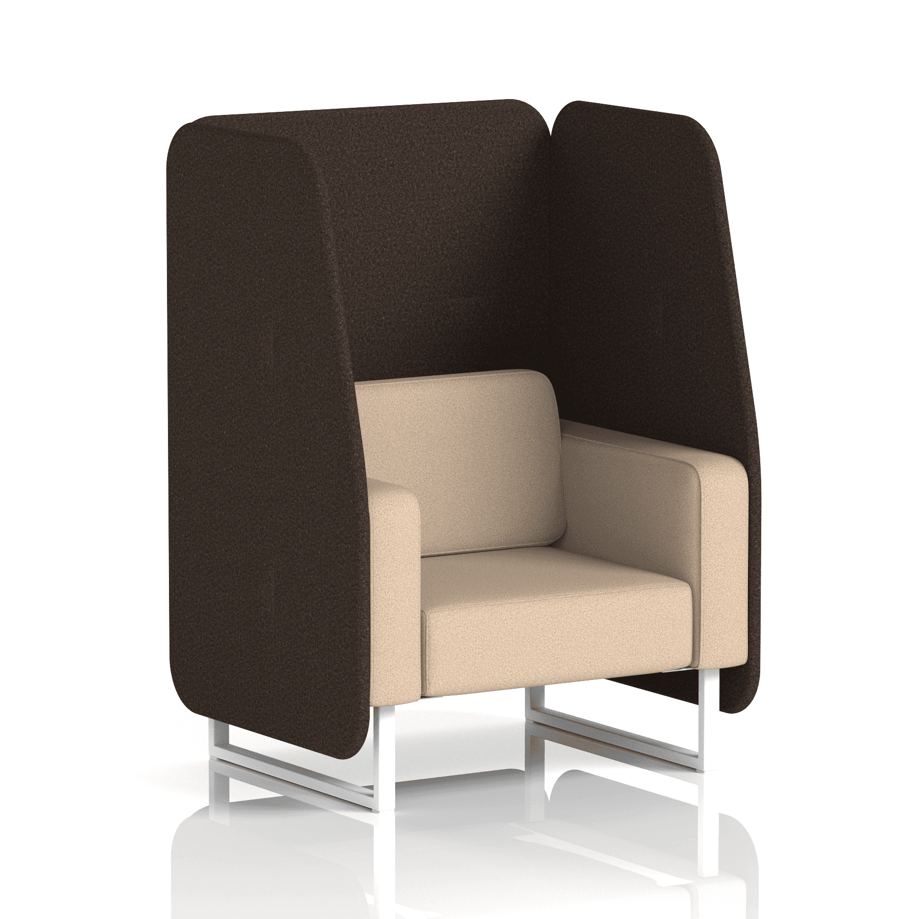 Brixworth Open Booth With White Legs in Two Tone 1 Seater Diameter Panels And Theory Sofa Band 2 - X2