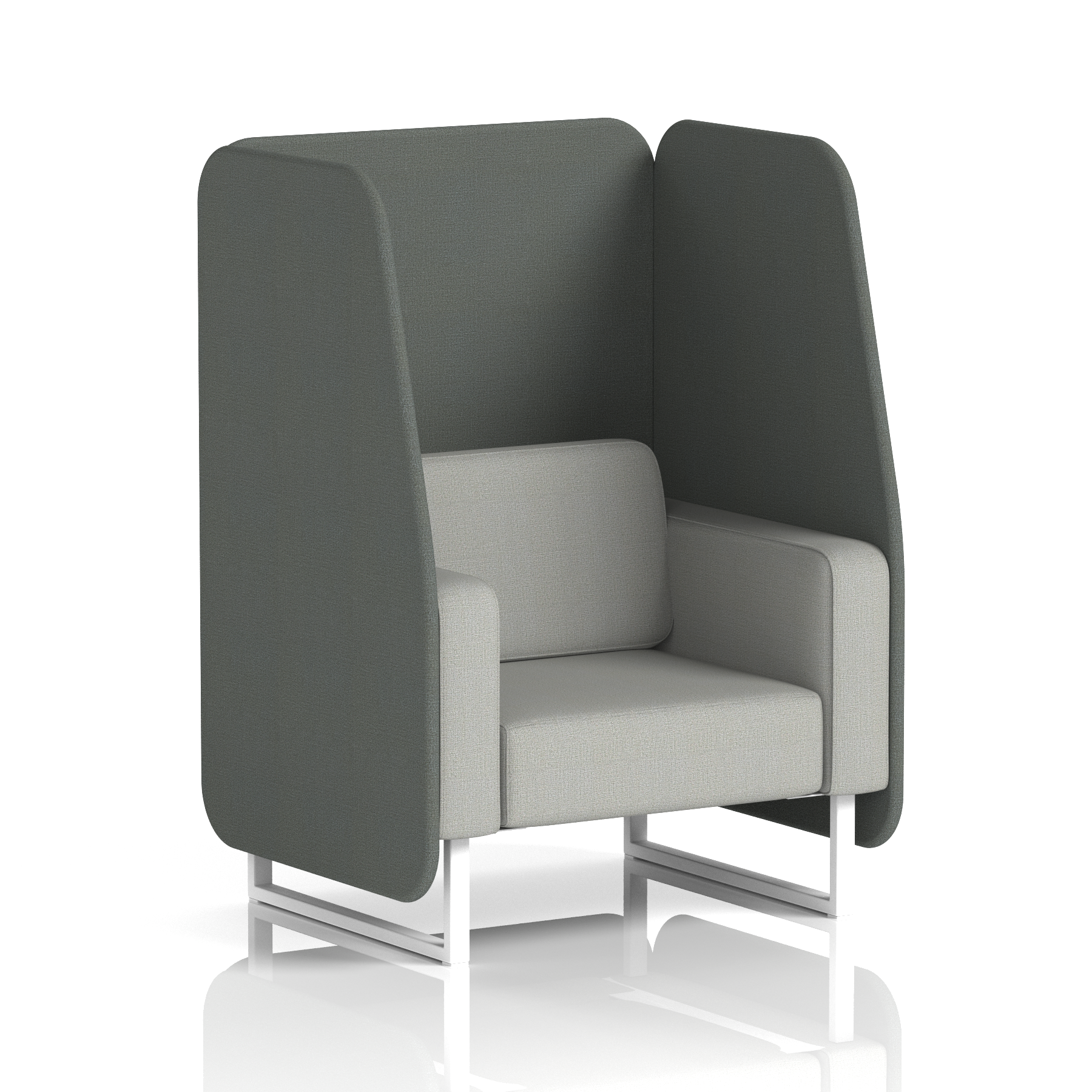 Brixworth Open Booth With White Legs in Two Tone 3 Seater Diameter Panels And Theory Sofa Band 2 - X2