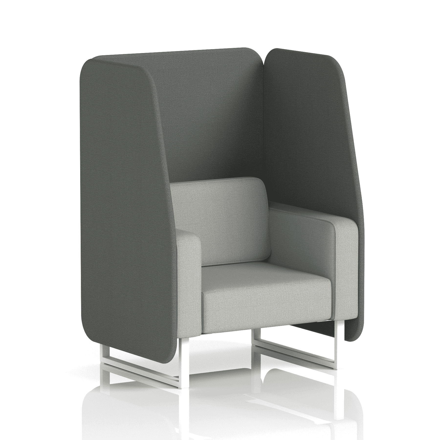 Brixworth Open Booth With White Legs in Two Tone 3 Seater Diameter Panels And Theory Sofa Band 2 - X2