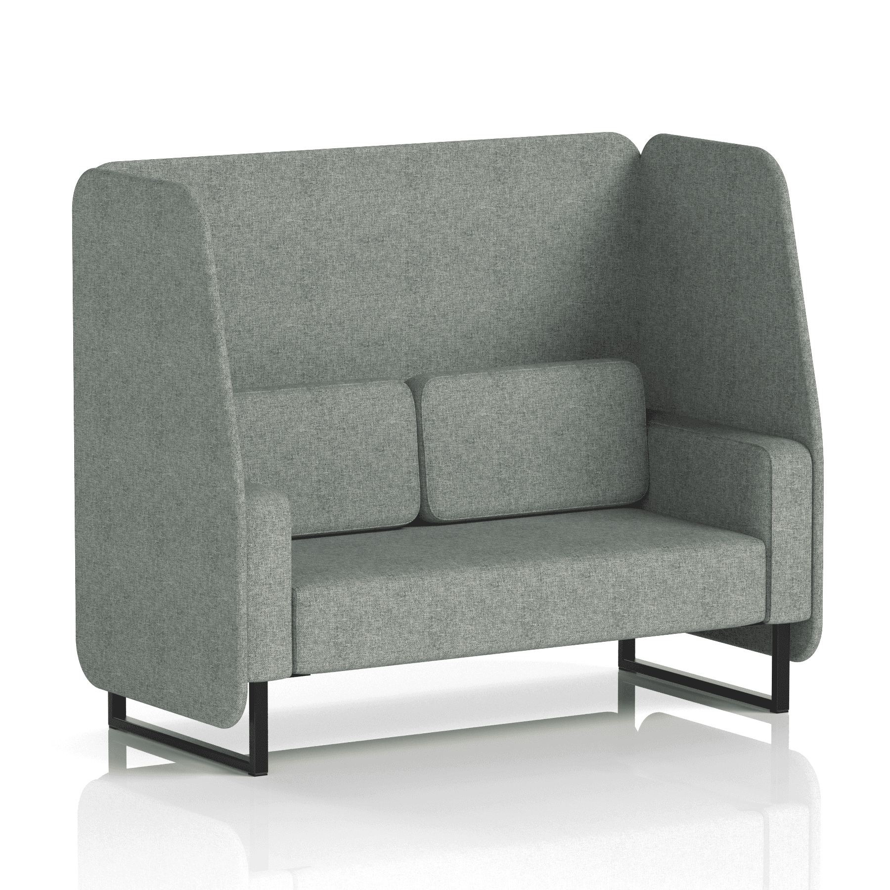 Brixworth Open Booth With Black Legs in Single Tone 3 Seater Theory Panels And Sofa Band 2 - X2