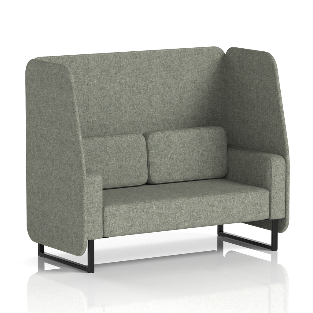 Brixworth Open Booth With Black Legs in Single Tone 1 Seater Bank Panels And Sofa Band 3 - Main Line Flax