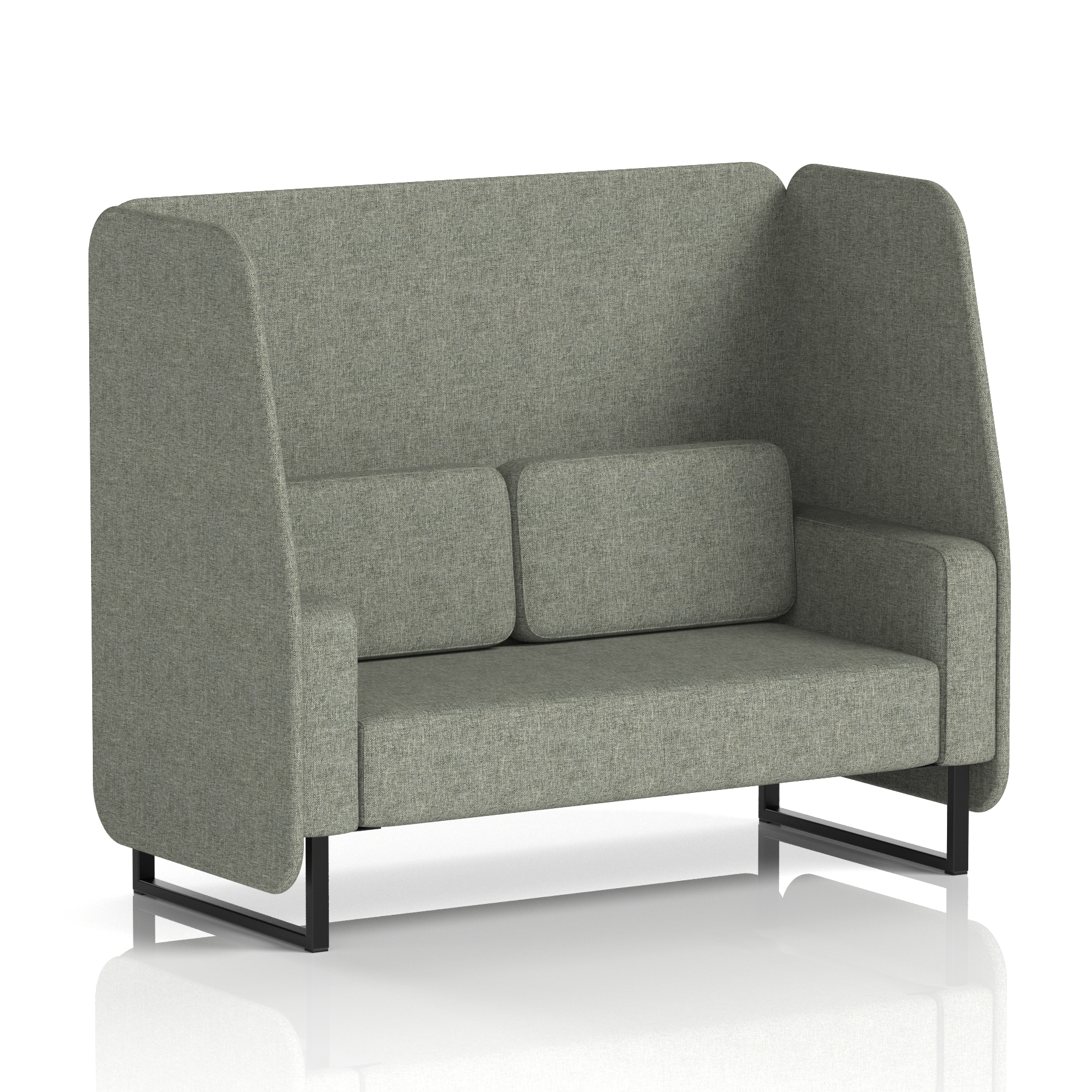 Brixworth Open Booth With Black Legs in Single Tone 1 Seater Bank Panels And Sofa Band 3 - Main Line Flax