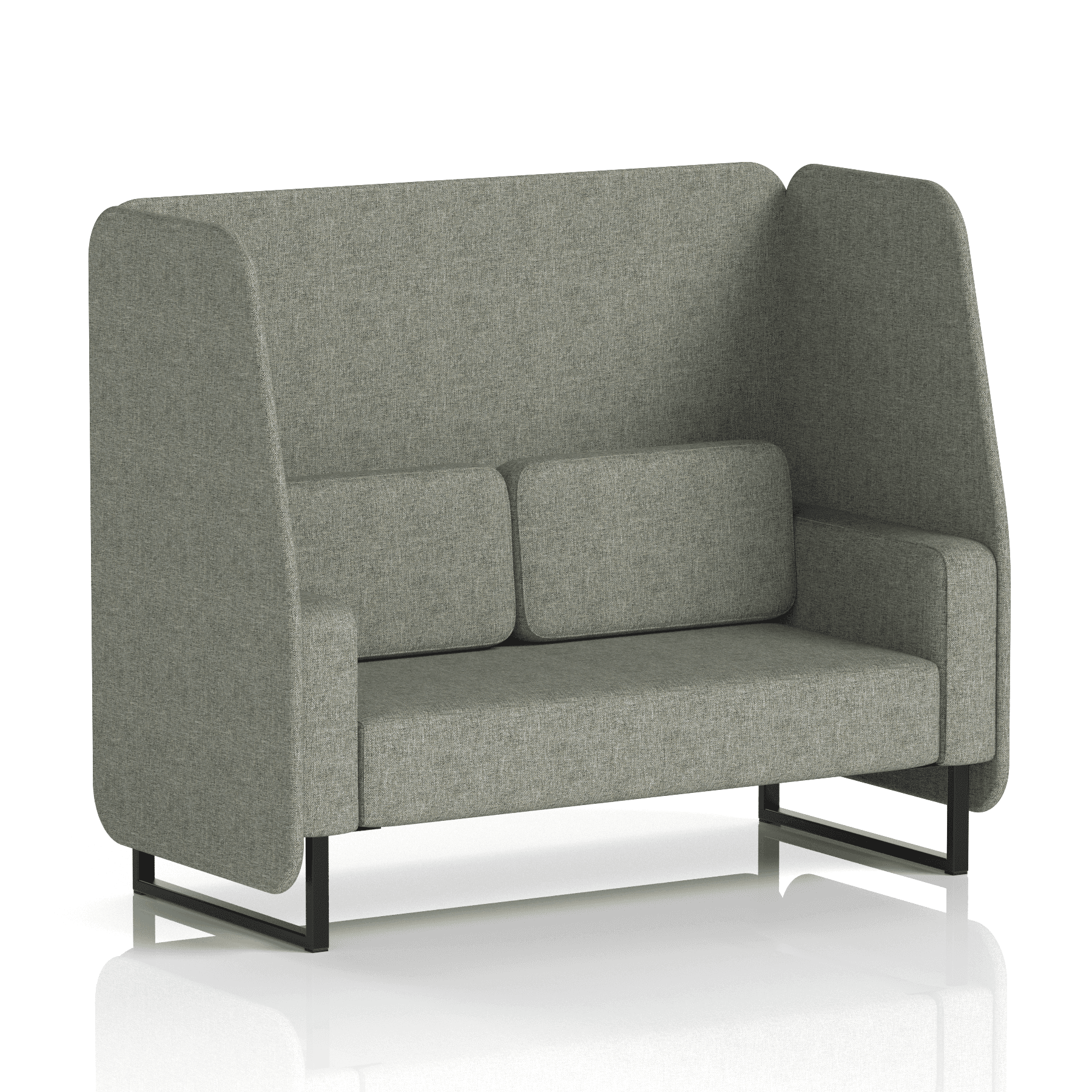 Brixworth Open Booth With Black Legs in Single Tone 1 Seater Bank Panels And Sofa Band 3 - Main Line Flax