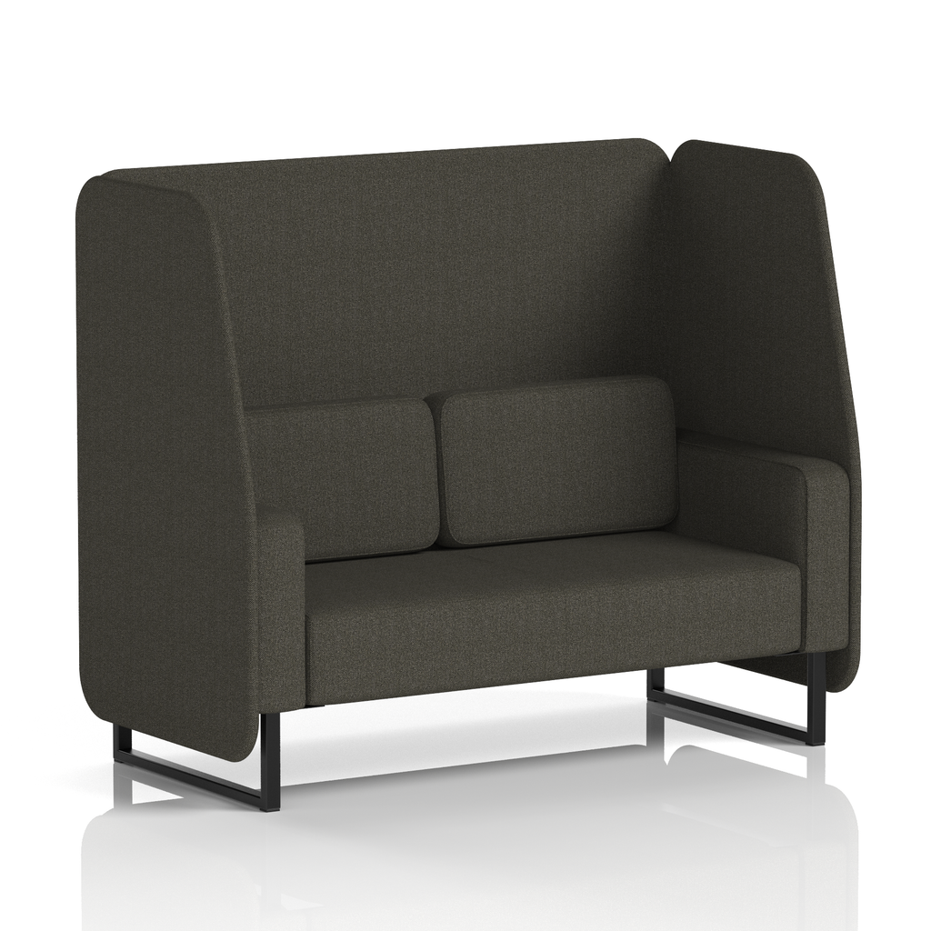 Brixworth Open Booth With Black Legs in Single Tone 2 Seater Temple Panels And Sofa Band 3 - Main Line Flax