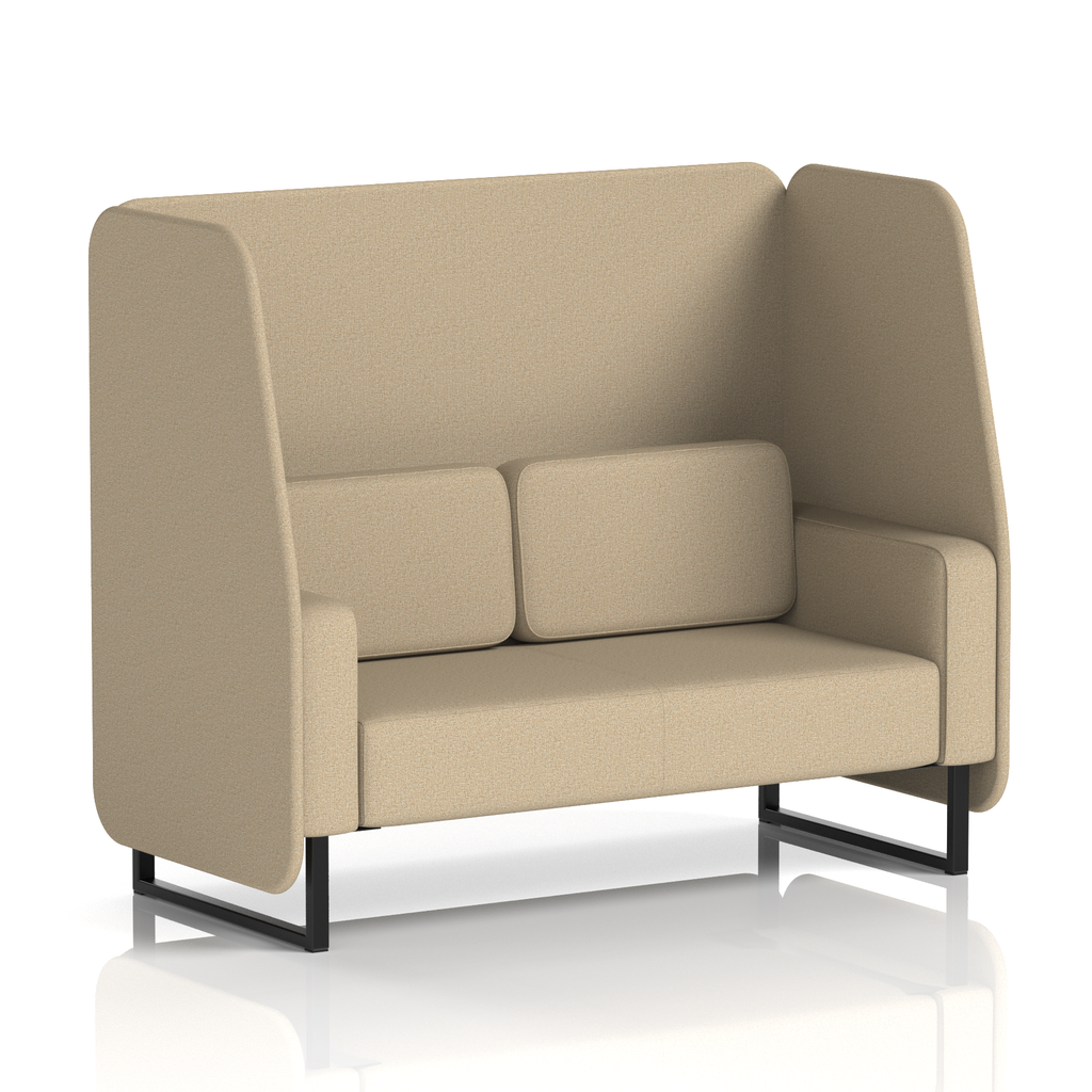 Brixworth Open Booth With Black Legs in Single Tone 3 Seater Temple Panels And Sofa Band 3 - Main Line Flax